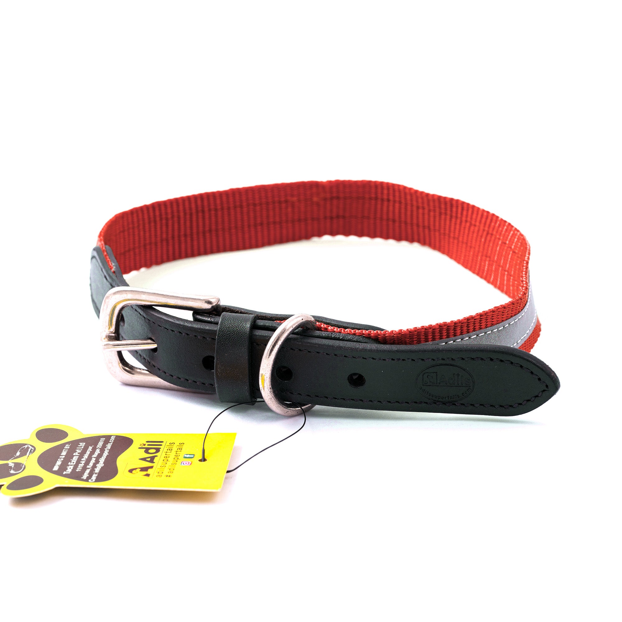 Adil's Reflective Nylon Dog Collar Adjustable Collar with Metal Buckle