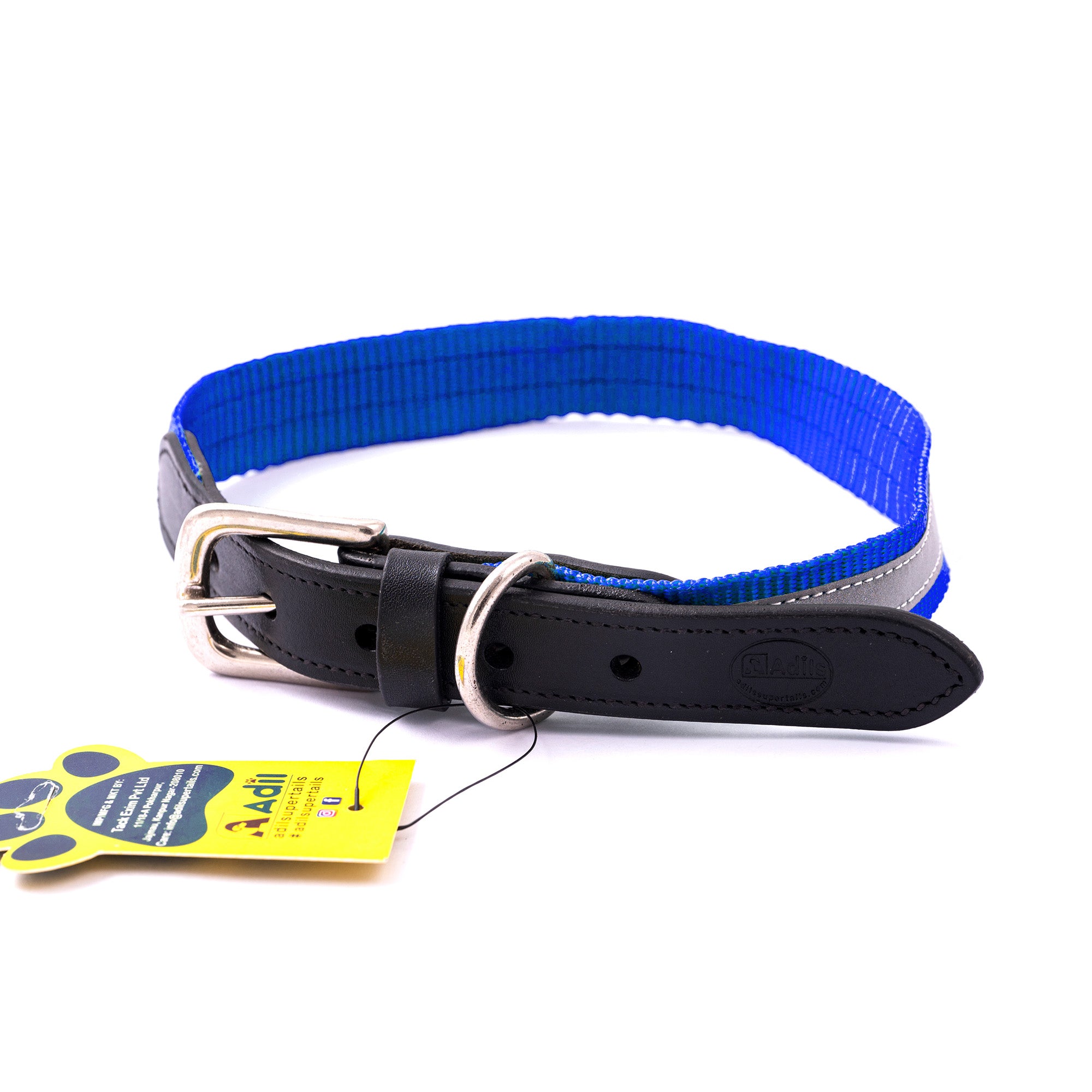 Adil's Reflective Nylon Dog Collar Adjustable Collar with Metal Buckle