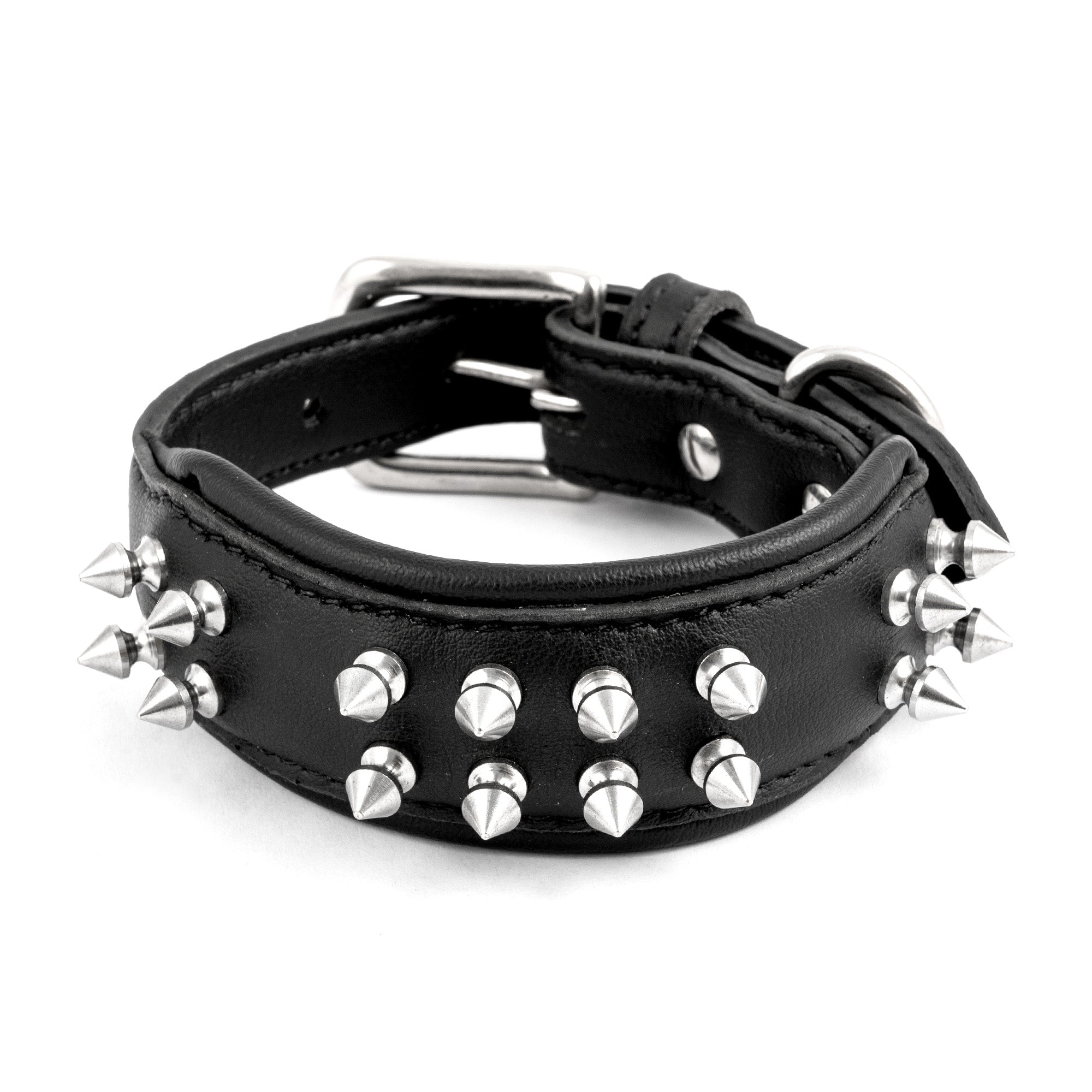 Adil's 1.5-Inch Wide Microfiber Spike Studded Dog Collar with Adjustable Fit and Metal Buckle