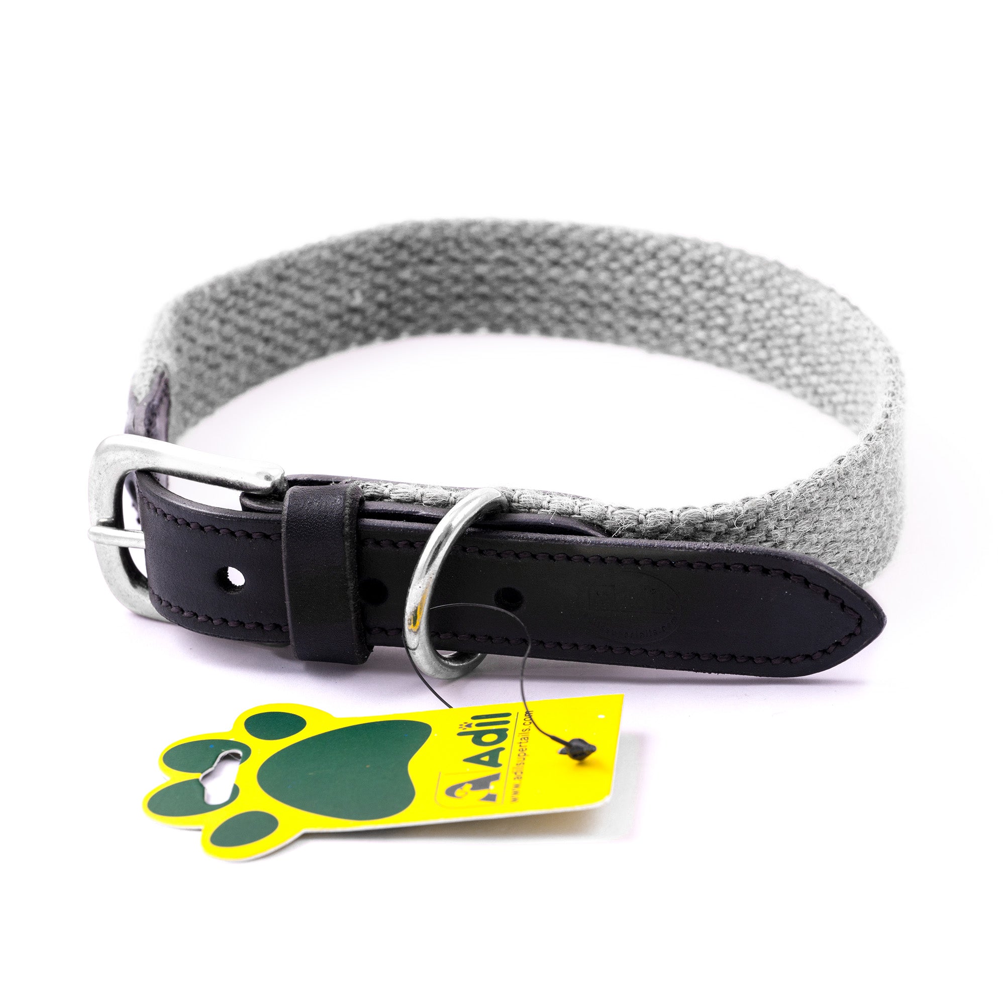 Adil's Plain Cotton with Leather Dog Collar With Adjustable Collar