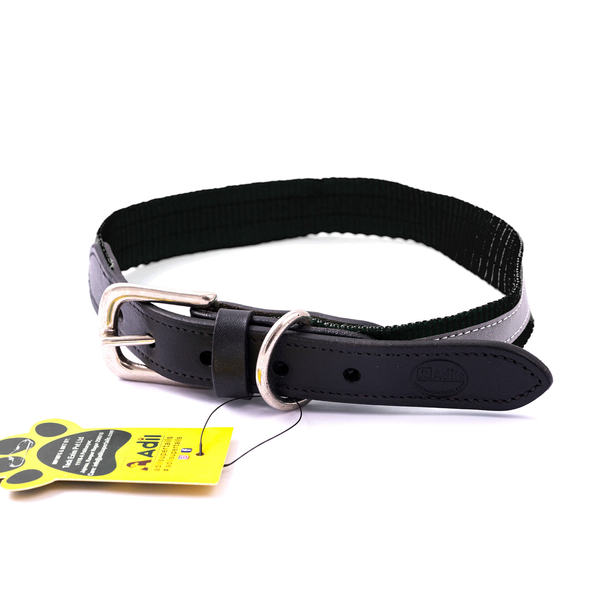 Adil's Reflective Nylon Dog Collar Adjustable Collar with Metal Buckle