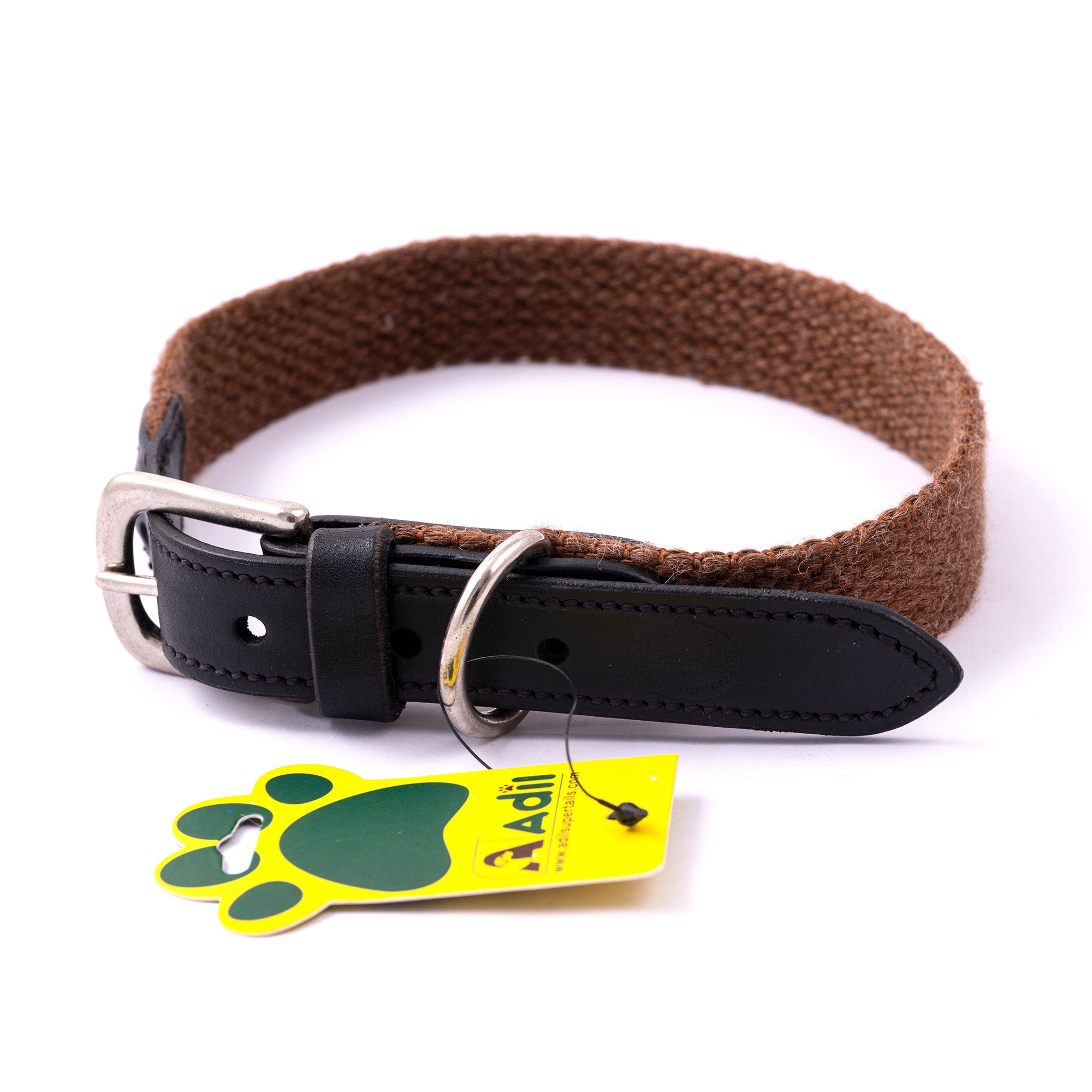 Adil's Plain Cotton with Leather Dog Collar With Adjustable Collar