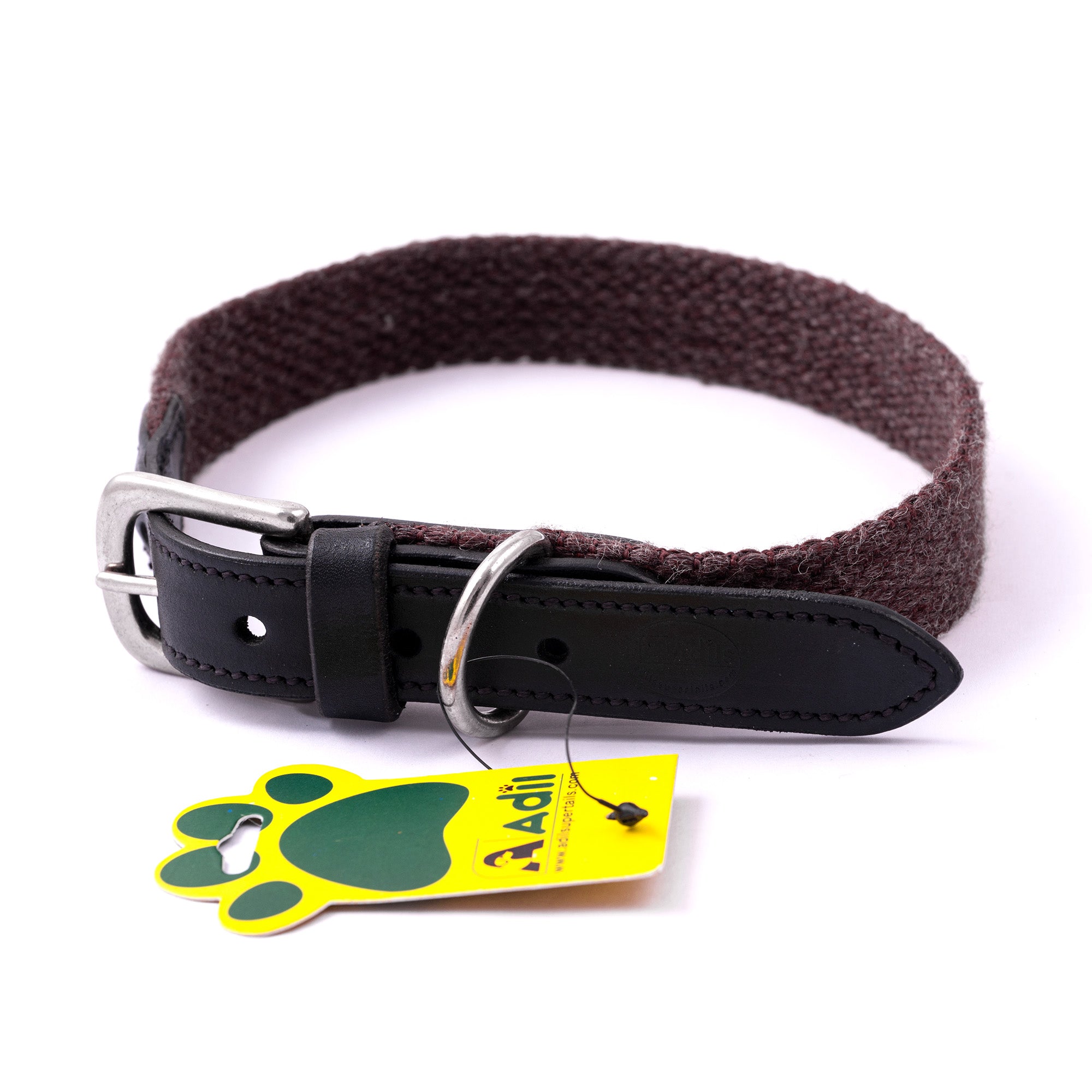 Adil's Plain Cotton with Leather Dog Collar With Adjustable Collar