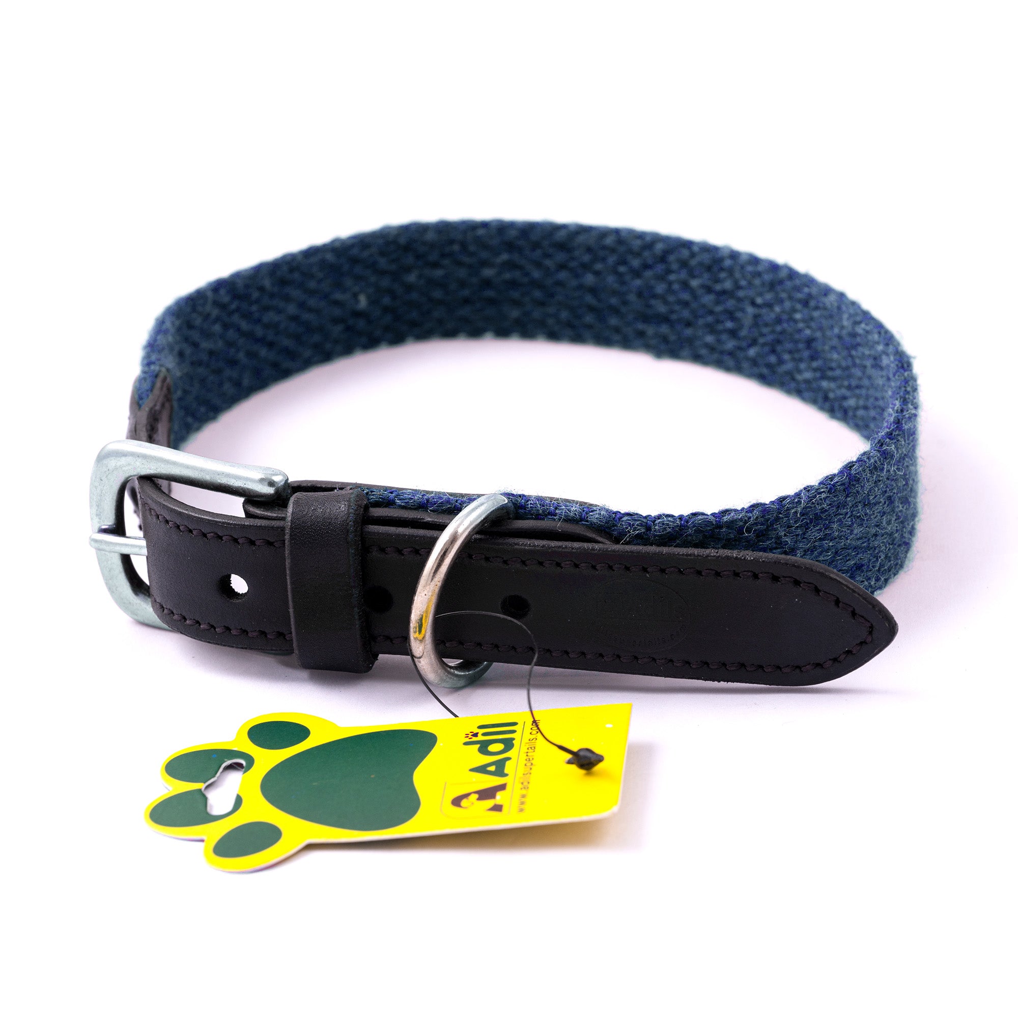 Adil's Plain Cotton with Leather Dog Collar With Adjustable Collar