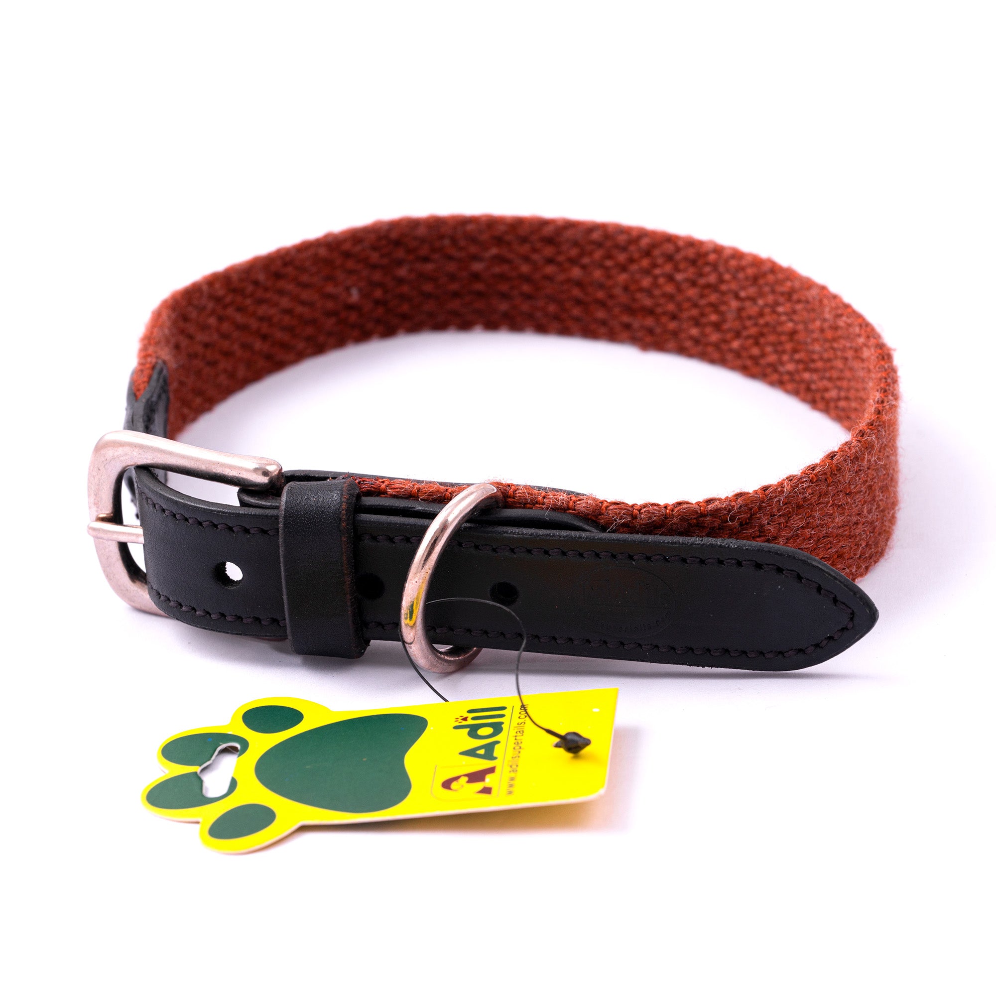 Adil's Plain Cotton with Leather Dog Collar With Adjustable Collar