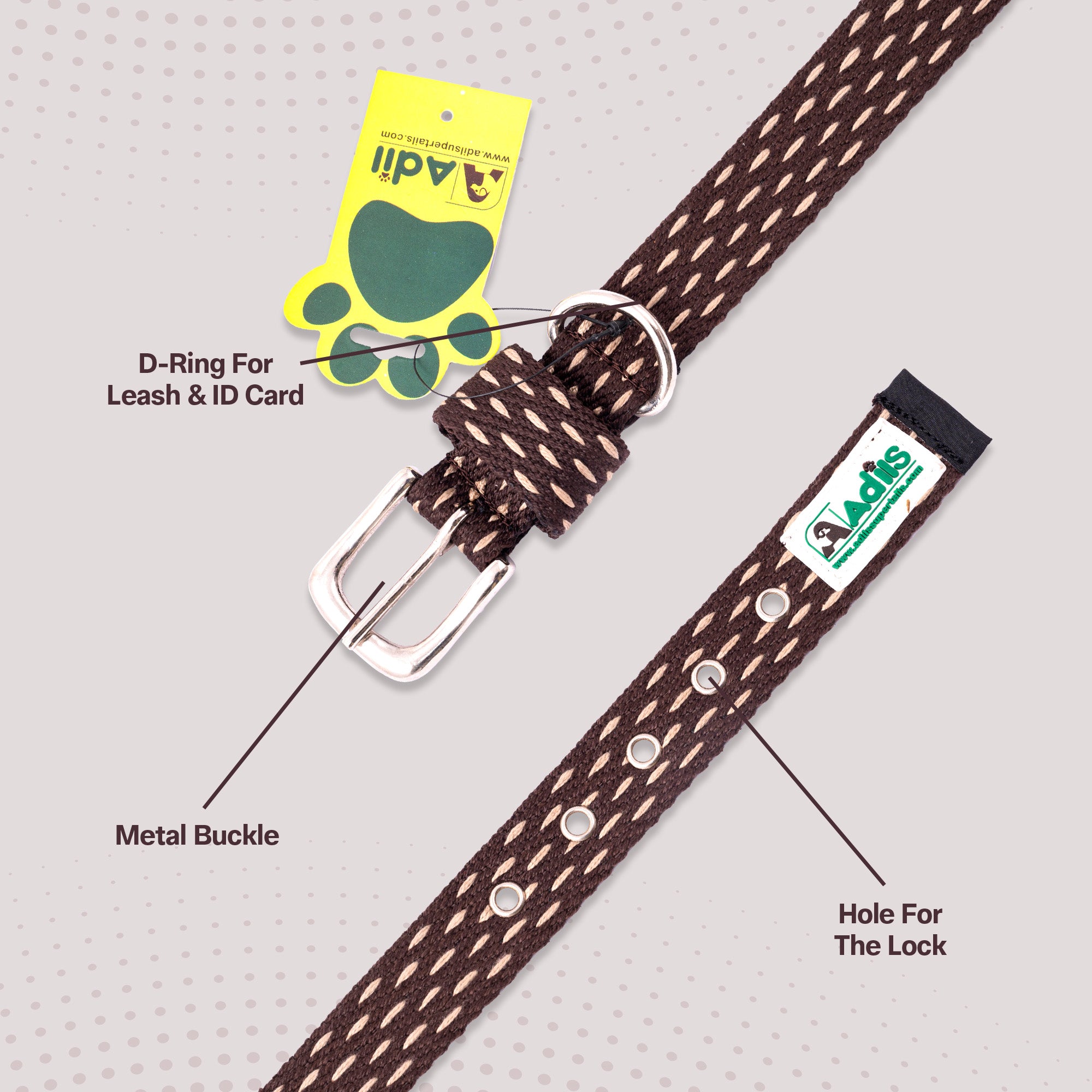 Adjustable Cotton Dotted Dog Collar