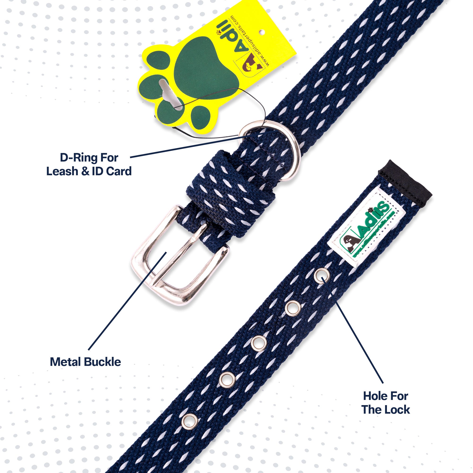 Adjustable Cotton Dotted Dog Collar