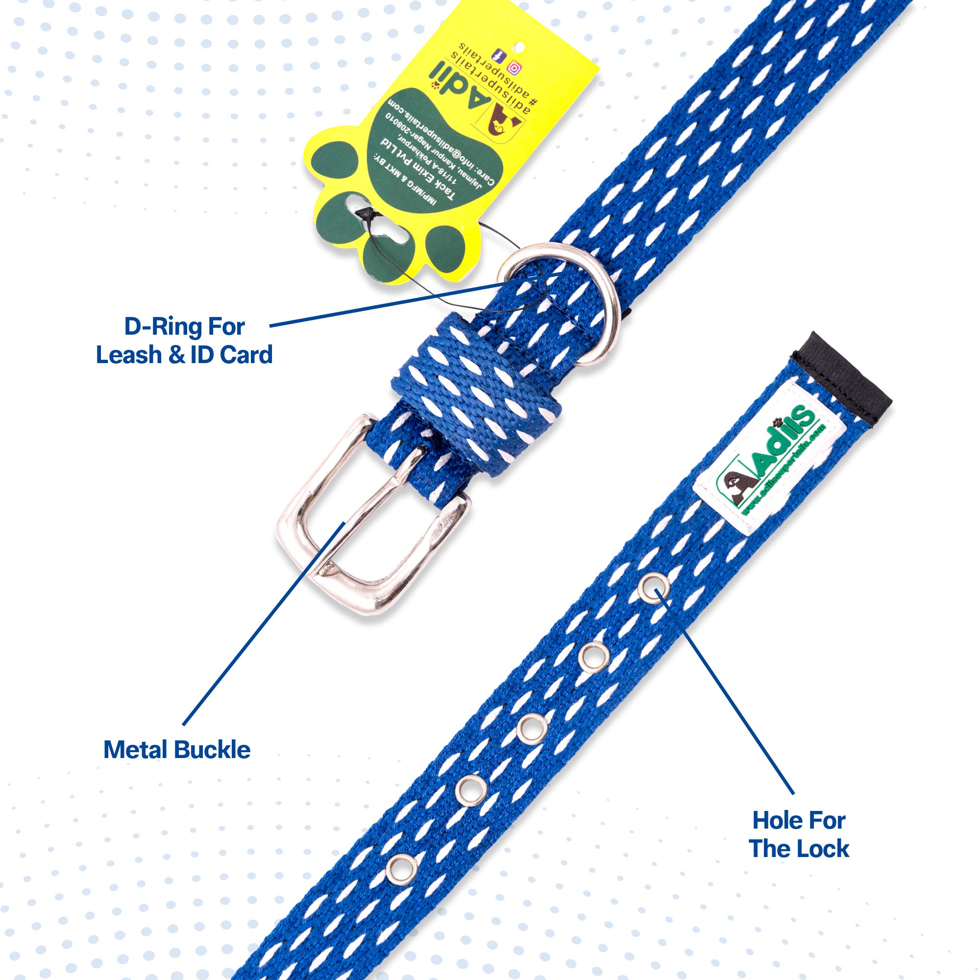 Adjustable Cotton Dotted Dog Collar