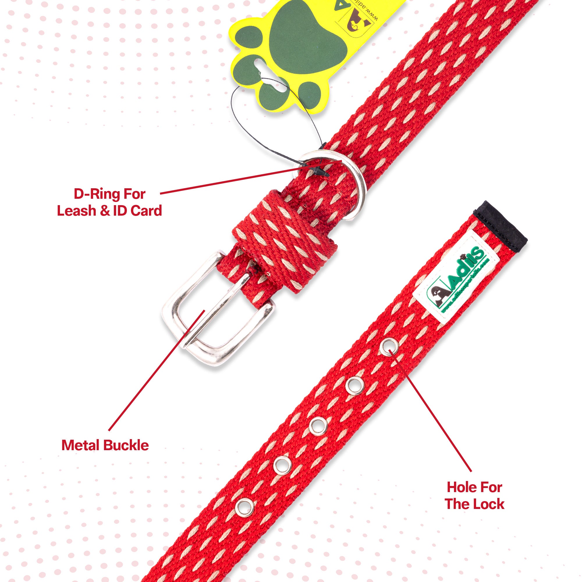 Adjustable Cotton Dotted Dog Collar