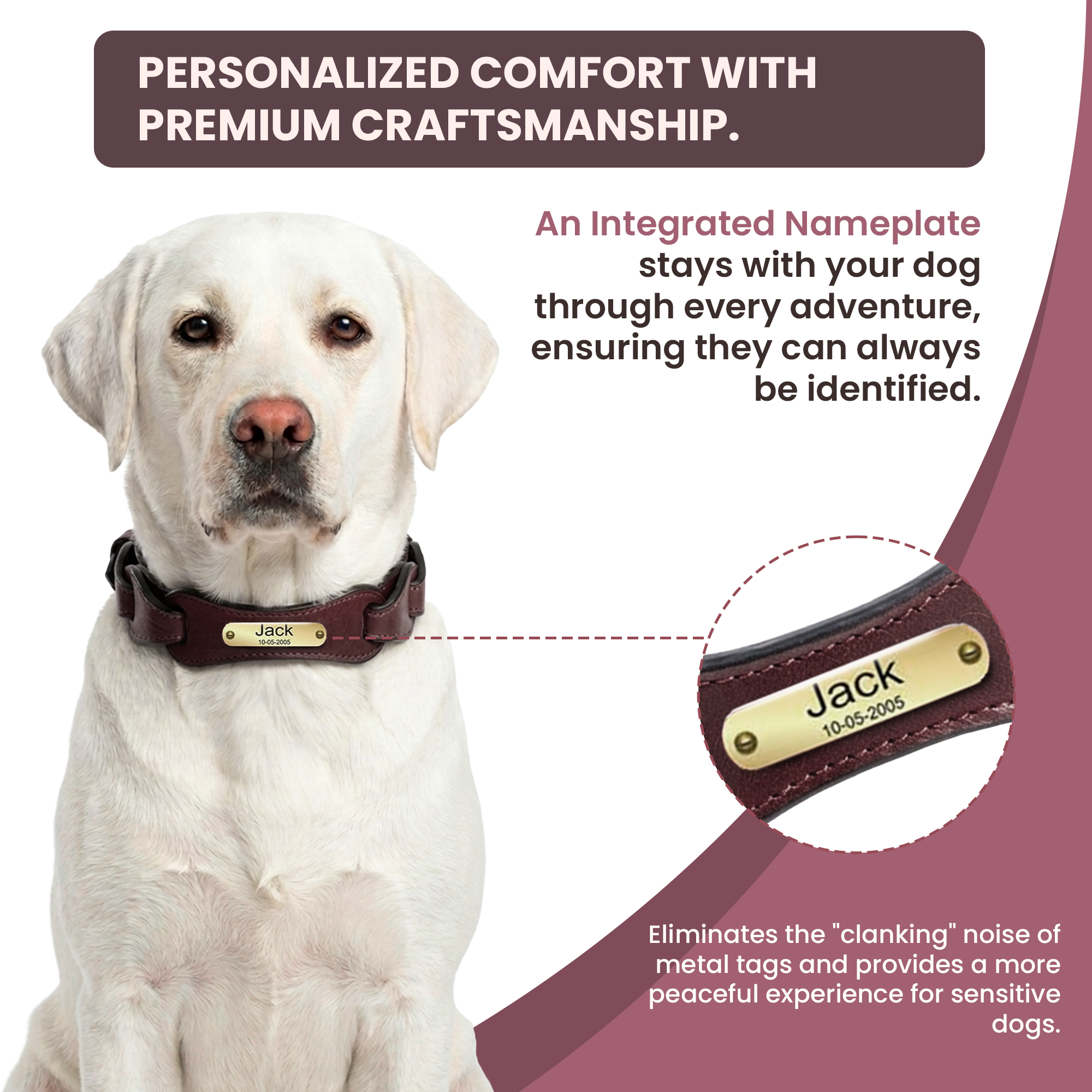 Adil's Genuine Leather Customise Dog Collar Leash Combo Set | Scallop Loop Design | Metal Buckle D-Ring | 360° Swivel Hook | 1 Inch Collar 5Ft Leash Pets | Walking Training
