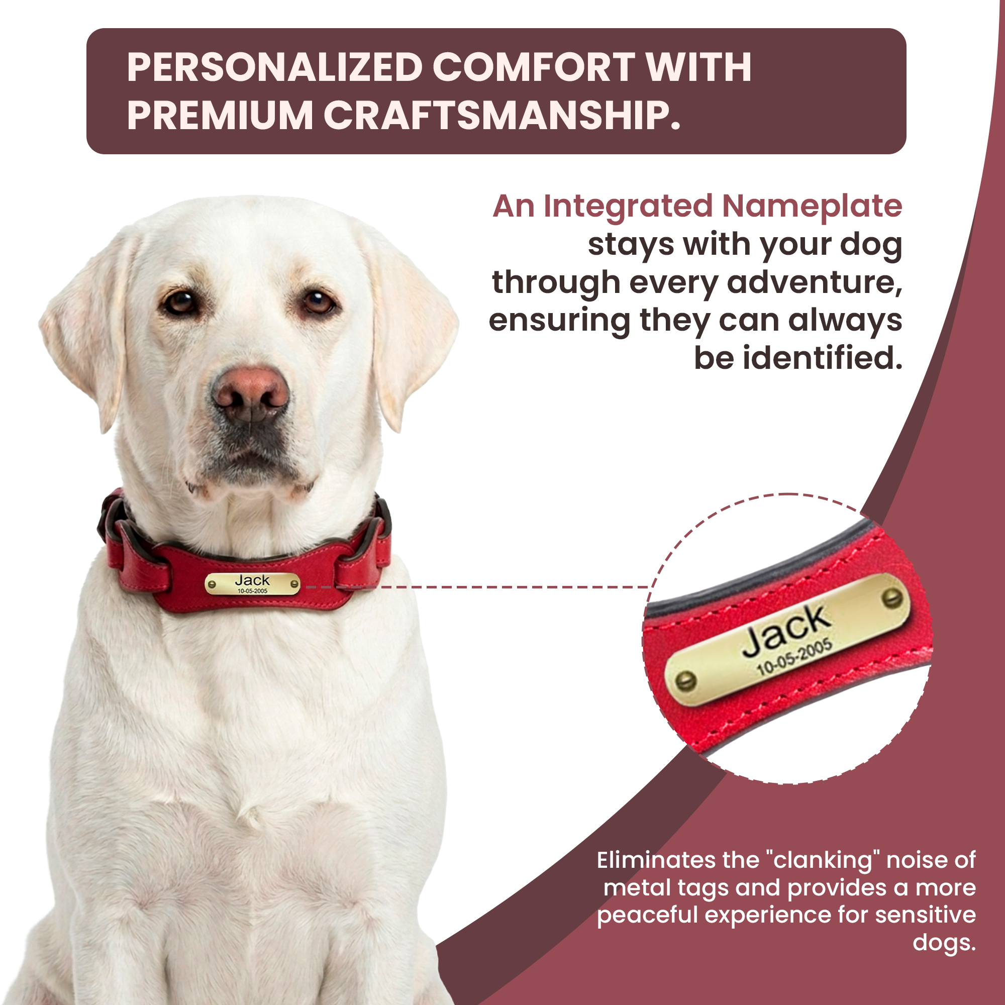 Adil's Genuine Leather Customise Dog Collar Leash Combo Set | Scallop Loop Design | Metal Buckle D-Ring | 360° Swivel Hook | 1 Inch Collar 5Ft Leash Pets | Walking Training