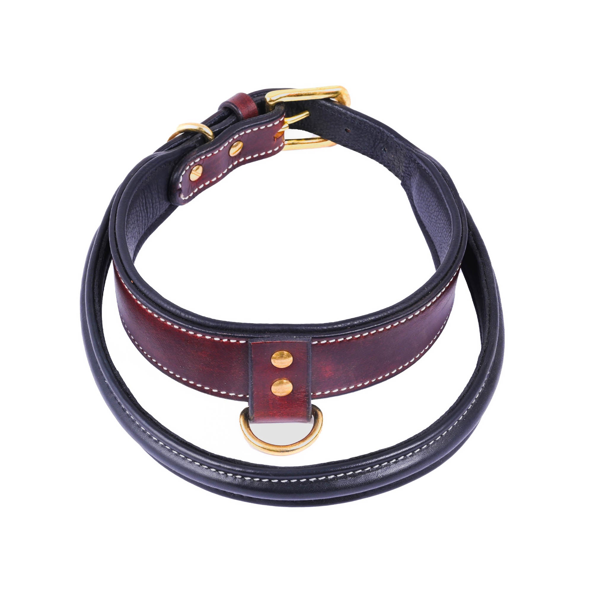 Handle Dog Collar, Adjustable Heavy Duty Leather Dog Collar with Strong Metal D-Ring