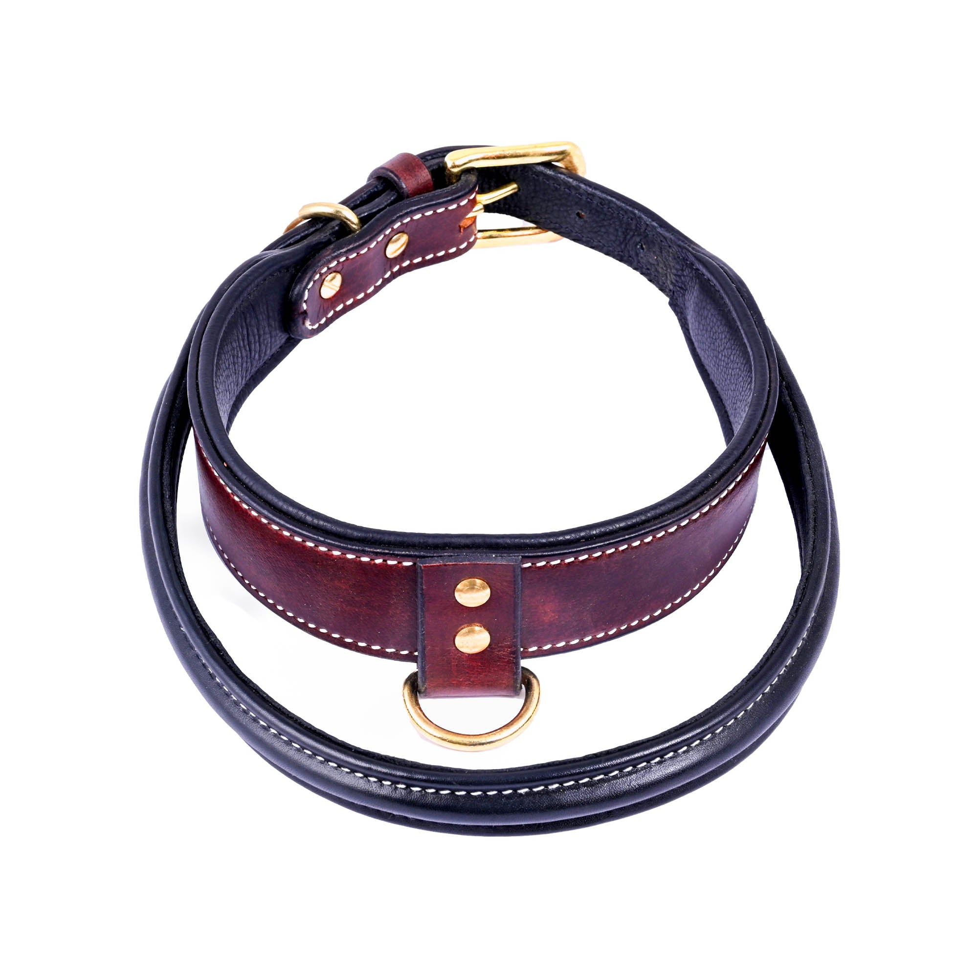 Handle Dog Collar, Adjustable Heavy Duty Leather Dog Collar with Strong Metal D-Ring