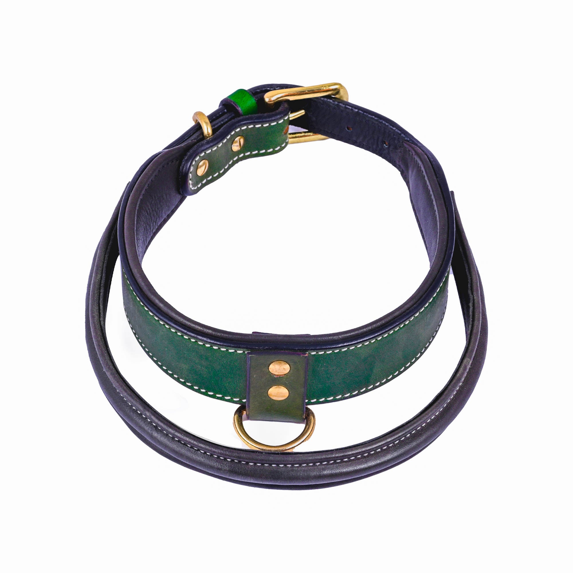 Handle Dog Collar, Adjustable Heavy Duty Leather Dog Collar with Strong Metal D-Ring