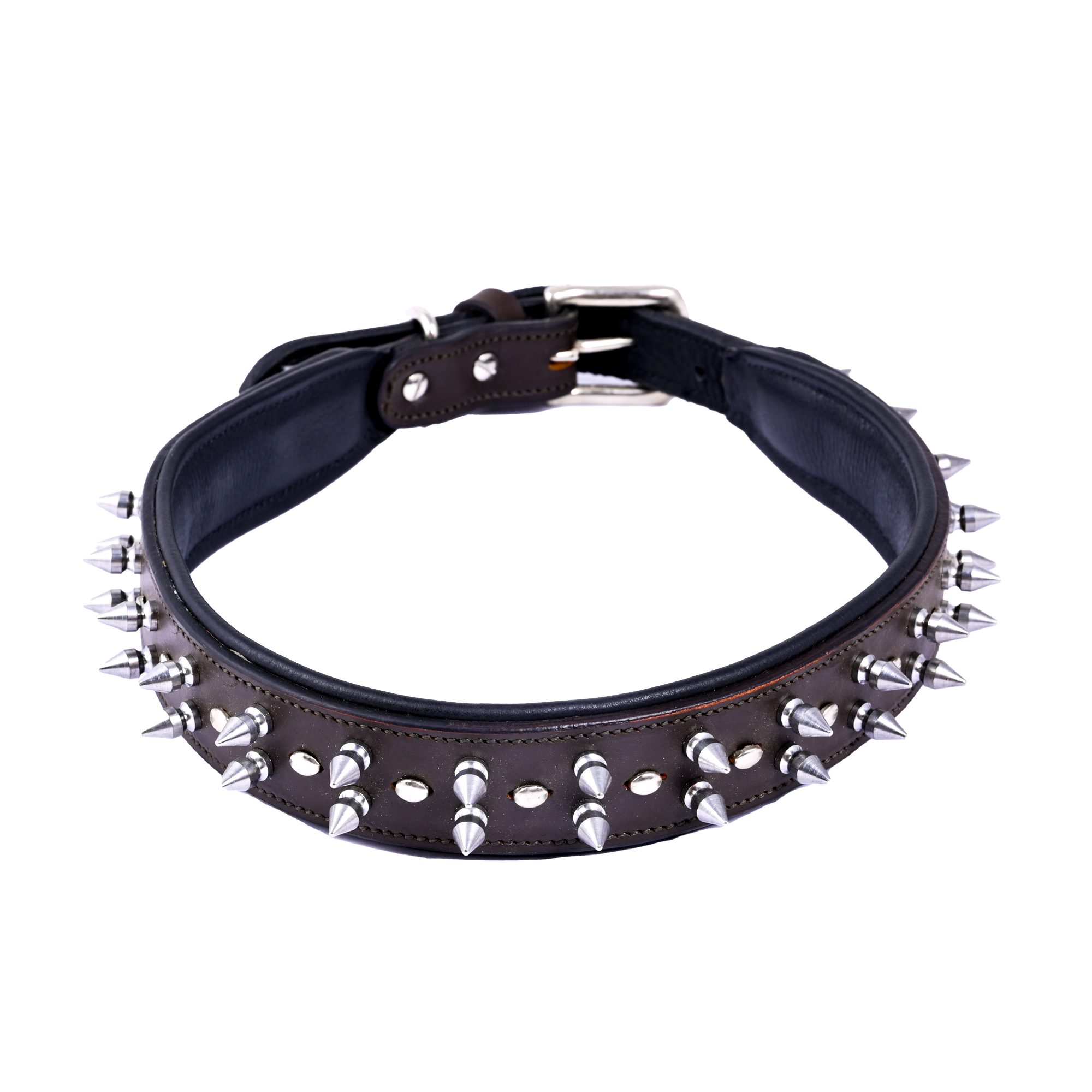 ADIL's Adjustable Spike Studded Dog Collars, Durable Leather Spike Pet Collars For Small Medium & Large Breeds, Strong Metal D-Right & Buckle 1.5 cm