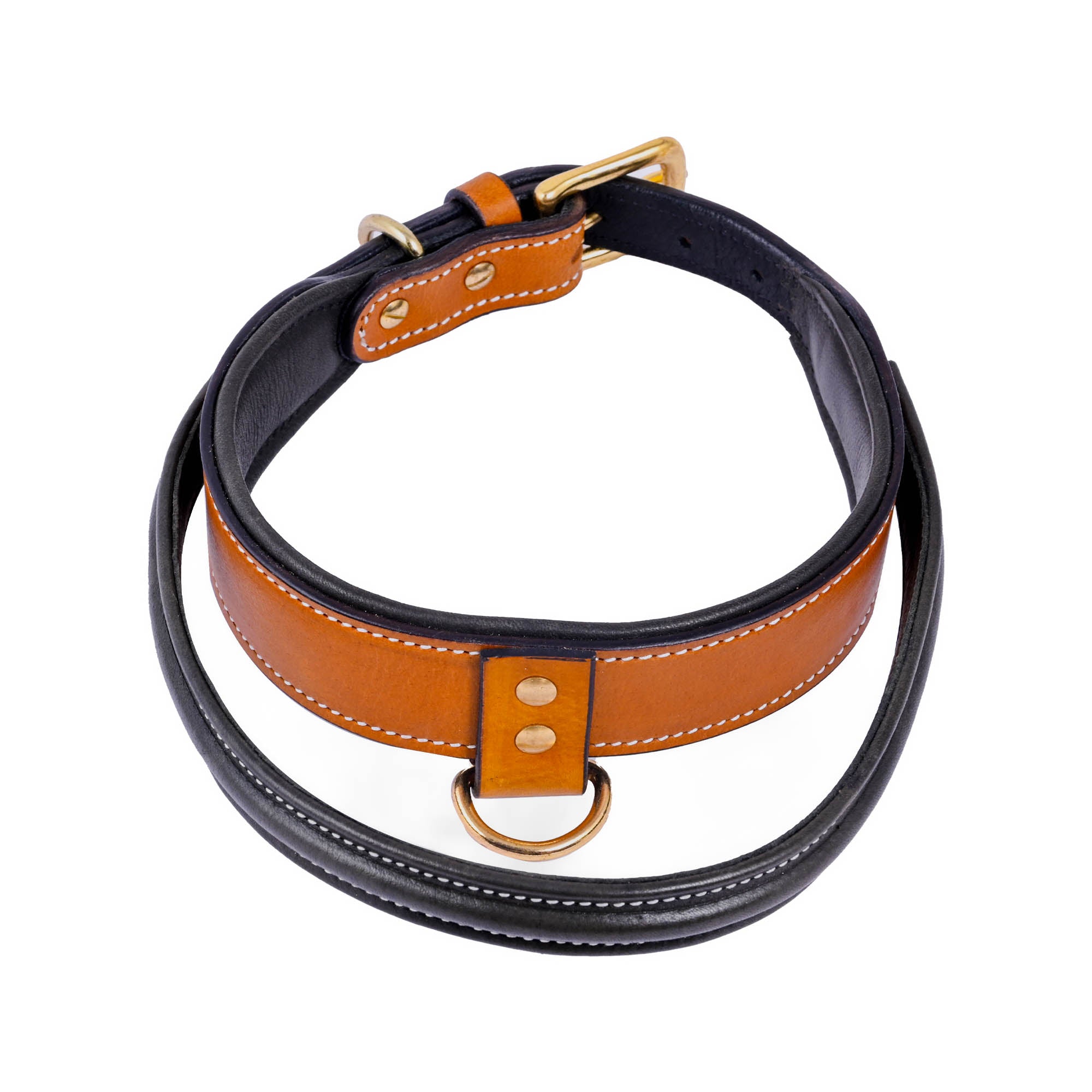 Handle Dog Collar, Adjustable Heavy Duty Leather Dog Collar with Strong Metal D-Ring