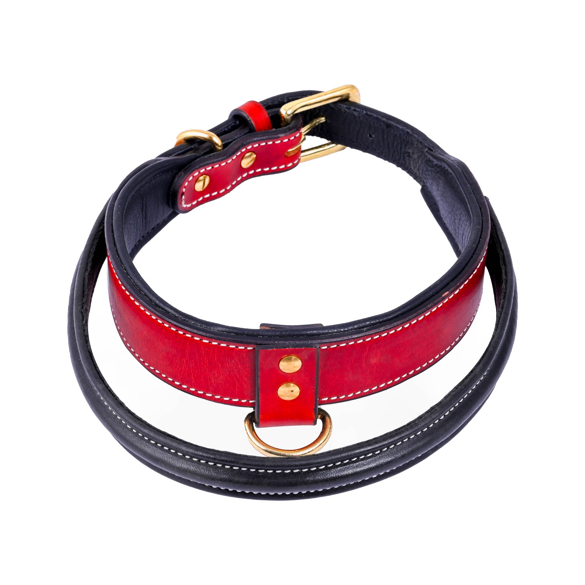 Handle Dog Collar, Adjustable Heavy Duty Leather Dog Collar with Strong Metal D-Ring