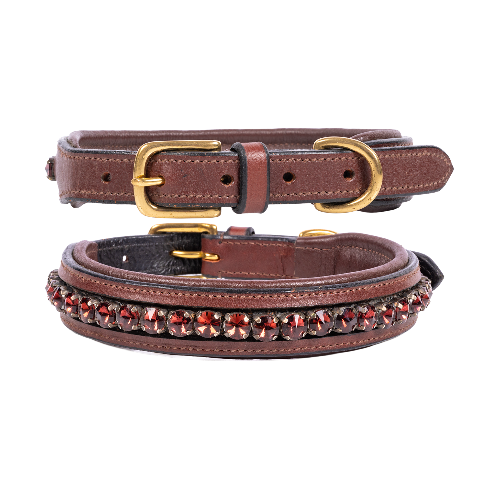 Adil’s Crystal Dog Collar, 1 inch Wide Green Gemstone Chain Leather Dog Collars for Small Medium Large Dogs, Adjustable Collars with Strong Metal Buckle & D-Ring
