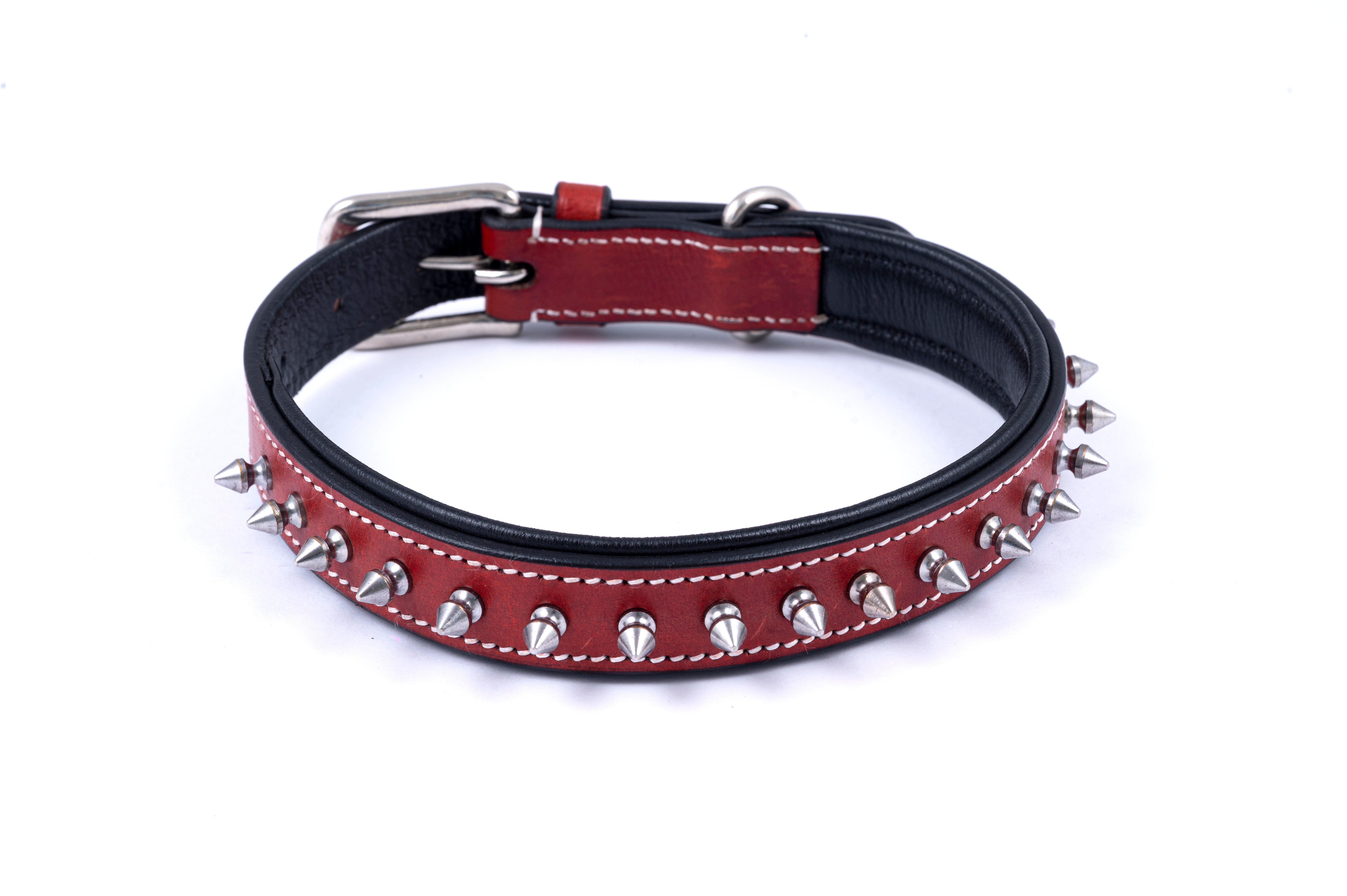 Adil’S Leather Spike Dog Collar for Small, Medium & Large Dogs with Strong Metal D-Ring, Adjustable Collar fits All Neck Size, 1” Width