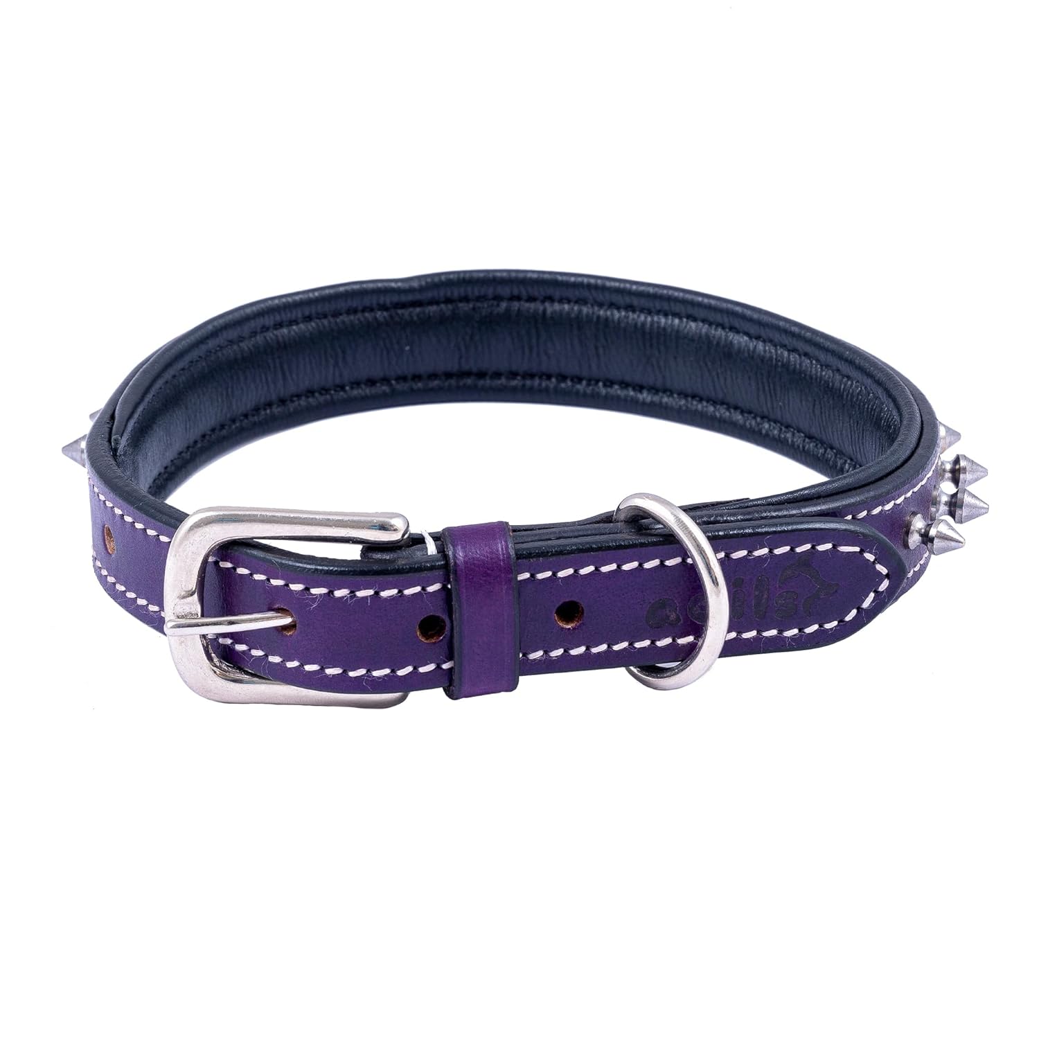 Adil’S Leather Spike Dog Collar for Small, Medium & Large Dogs with Strong Metal D-Ring, Adjustable Collar fits All Neck Size, 1” Width