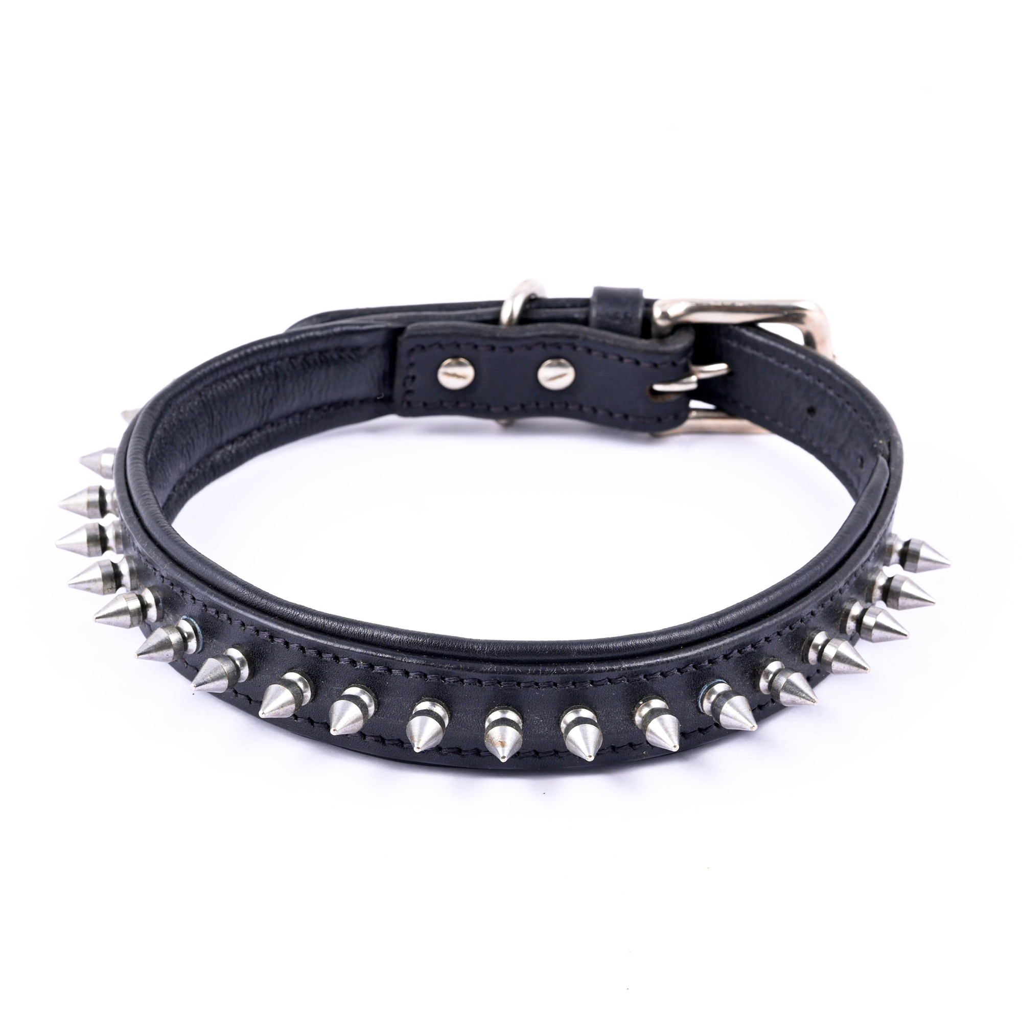 Adil’S Leather Spike Dog Collar for Small, Medium & Large Dogs with Strong Metal D-Ring, Adjustable Collar fits All Neck Size, 1” Width