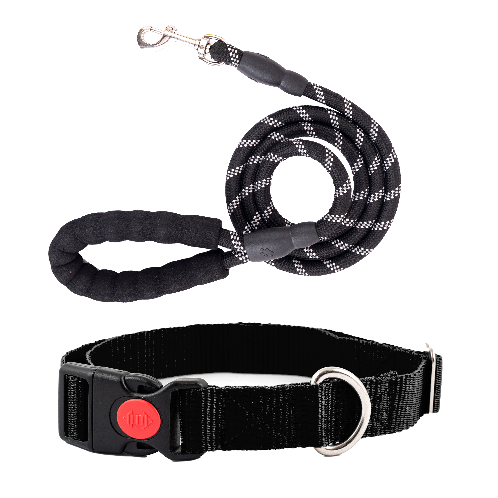 Adil's Nylon Dog Collar & Reflective Leash Set - Soft Padded, 5ft for All Breeds