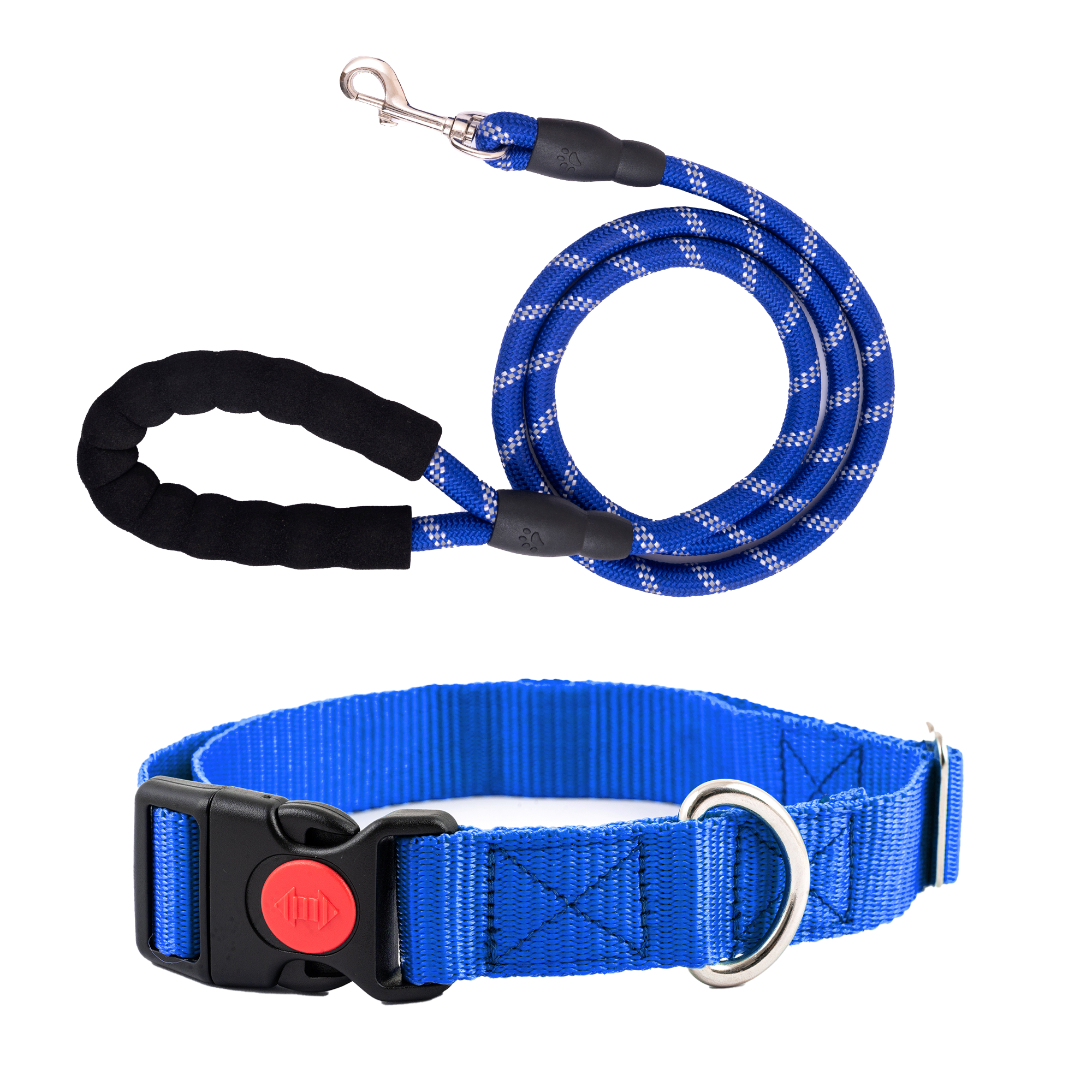 Adil's Nylon Dog Collar & Reflective Leash Set - Soft Padded, 5ft for All Breeds