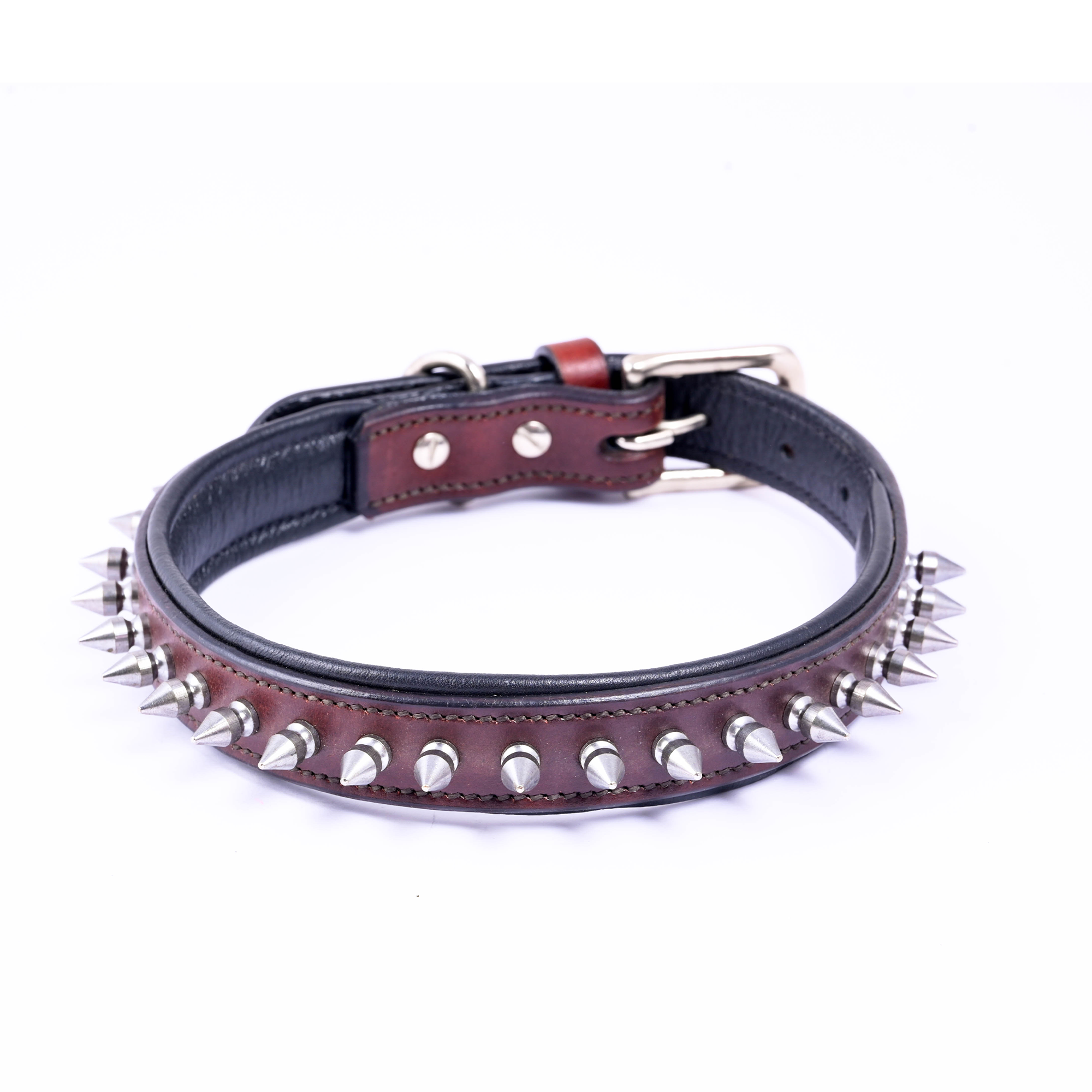 Adil’S Leather Spike Dog Collar for Small, Medium & Large Dogs with Strong Metal D-Ring, Adjustable Collar fits All Neck Size, 1” Width