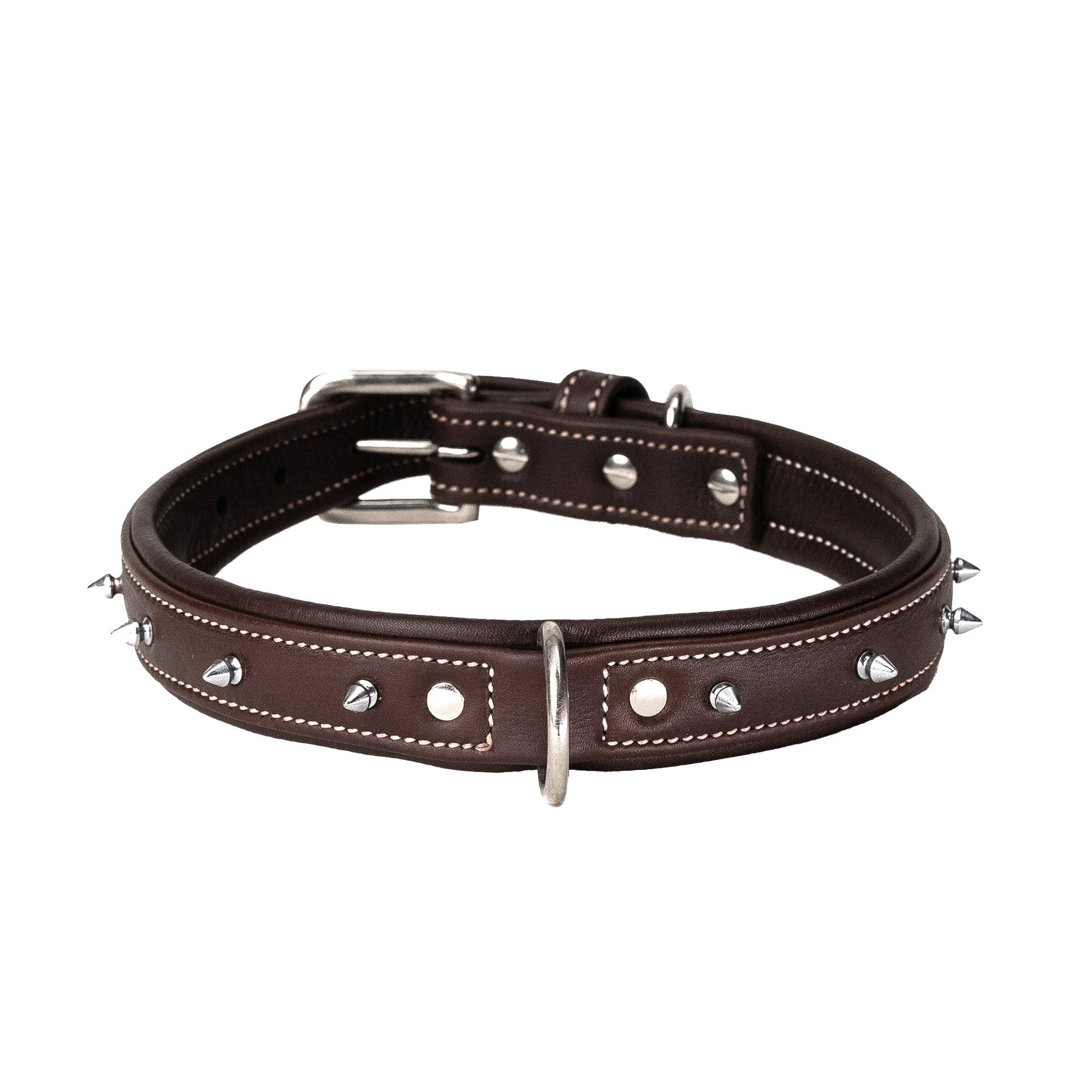 Adil's Spiked Softy Leather Dog Collar with Mushroom Rivet Studs - Adjustable for All Breeds, Metal Buckle & D-Ring