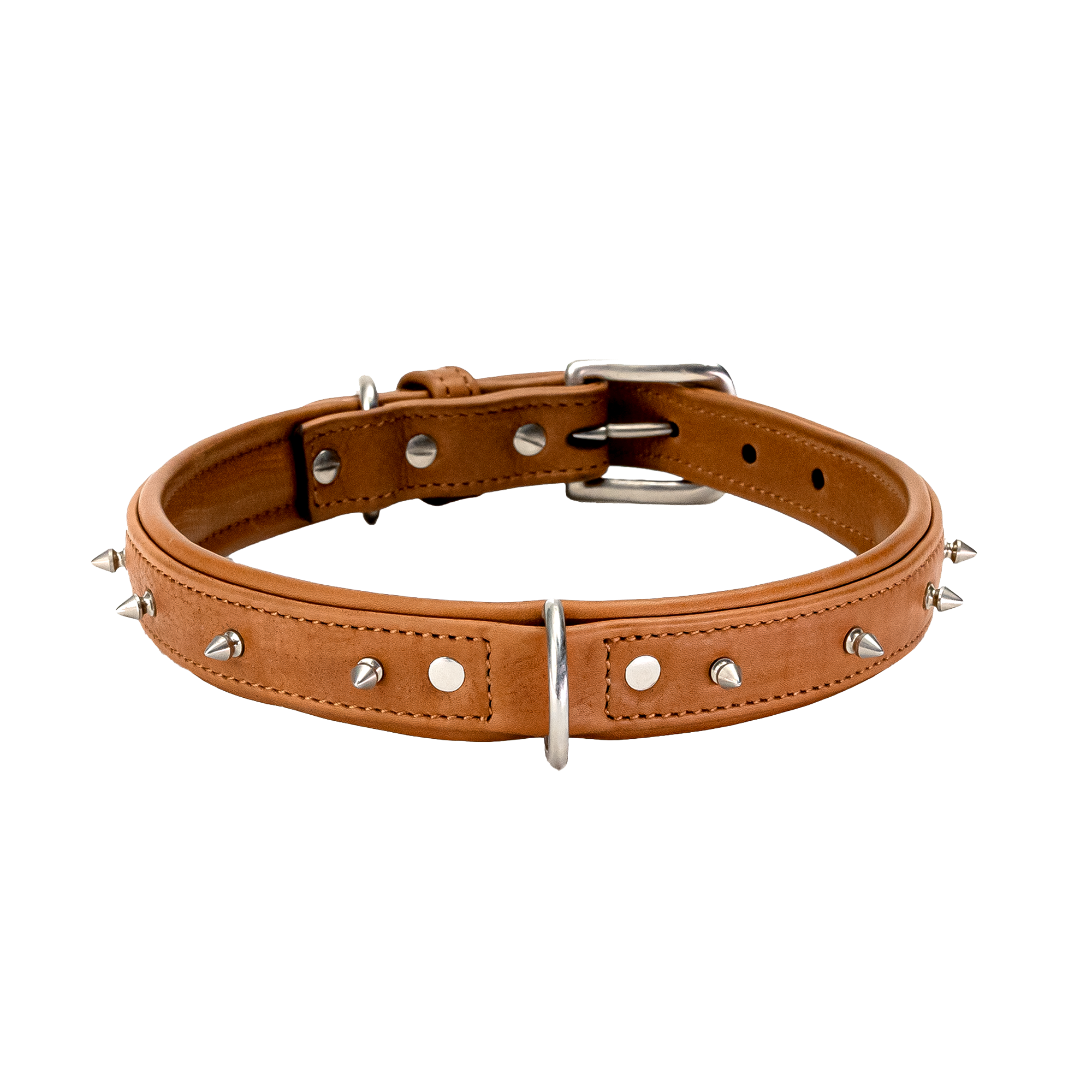 Adil's Spiked Softy Leather Dog Collar with Mushroom Rivet Studs - Adjustable for All Breeds, Metal Buckle & D-Ring