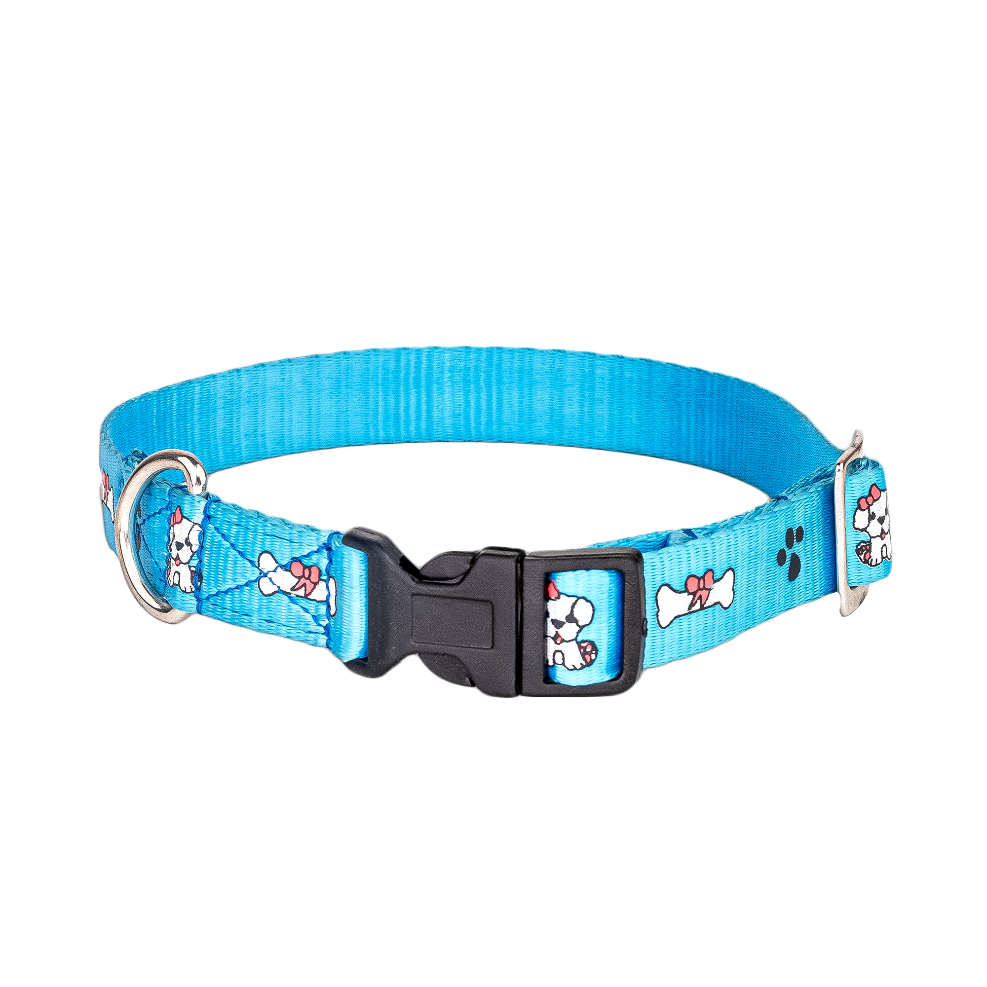 Adil’S Nylon Paw Print Dog Collar with Adjustable Quick Release Buckle & D-Ring for Leashes
