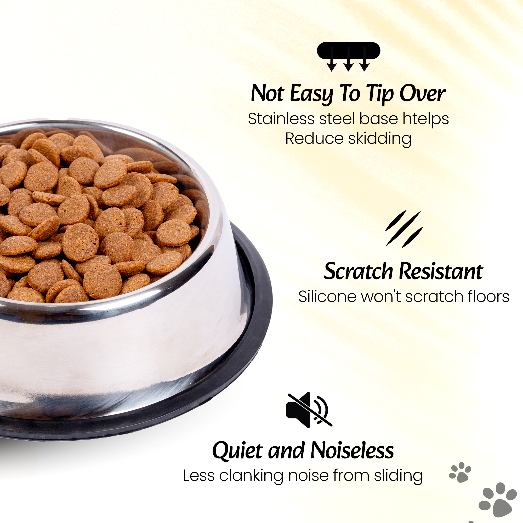 Adil’s Stainless Steel Dog and Cat Feeder - Non-Slip Base, Easy to Clean, Durable & Bite-Resistant Pet Food Bowl