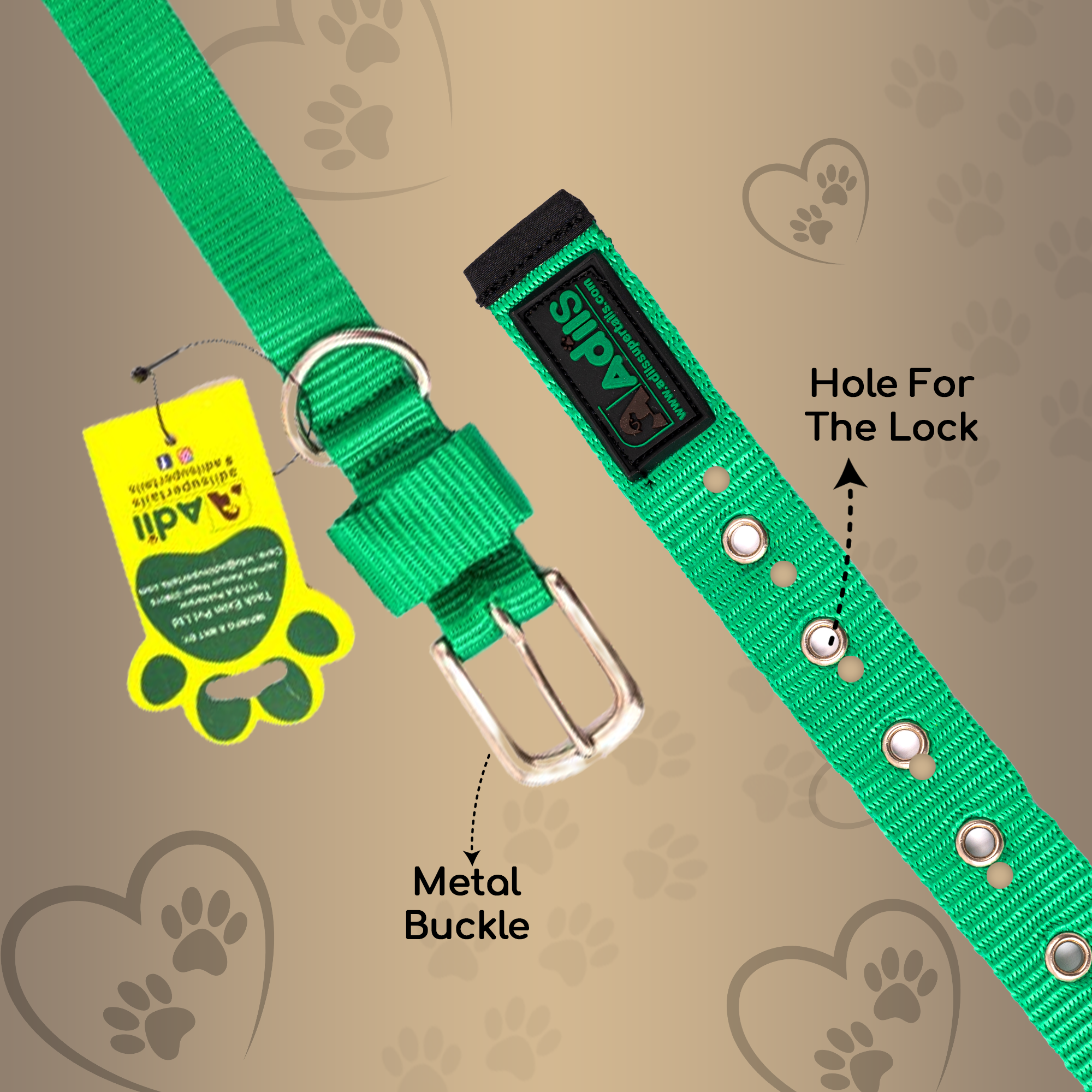 Adil's Nylon Dog Collar with Adjustable Metal Buckle – 1 Inch Wide