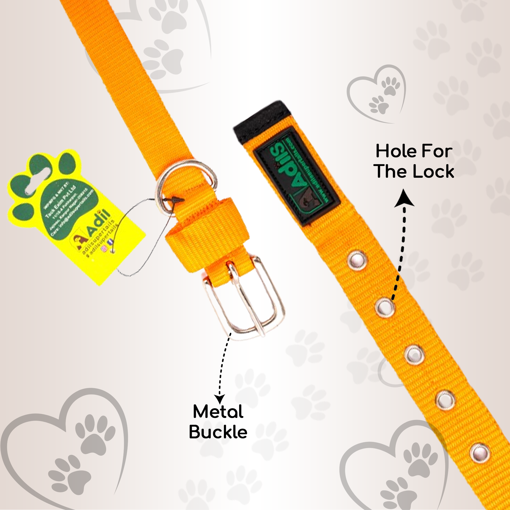 Adil's Nylon Dog Collar with Adjustable Metal Buckle – 1 Inch Wide