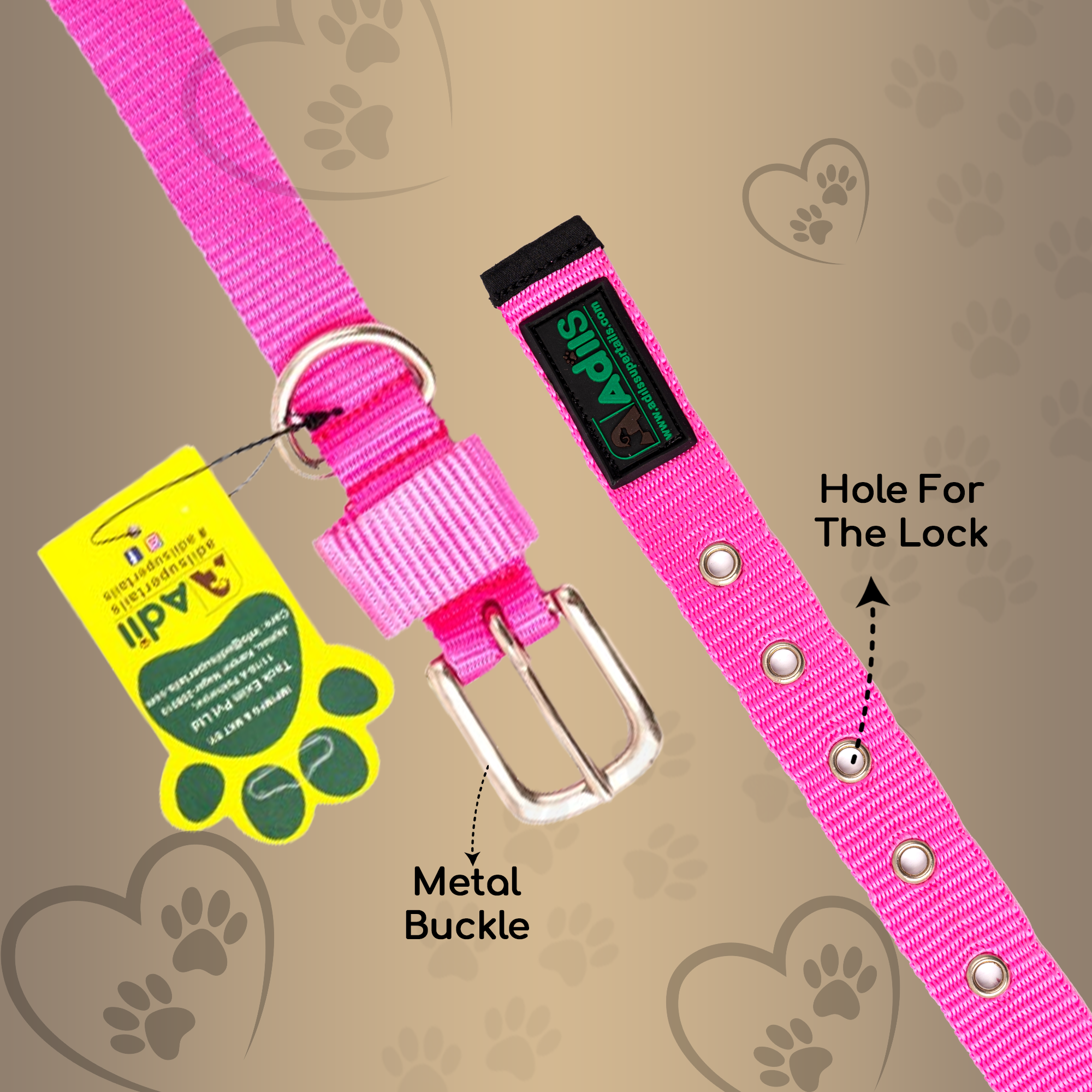 Adil's Nylon Dog Collar with Adjustable Metal Buckle – 1 Inch Wide