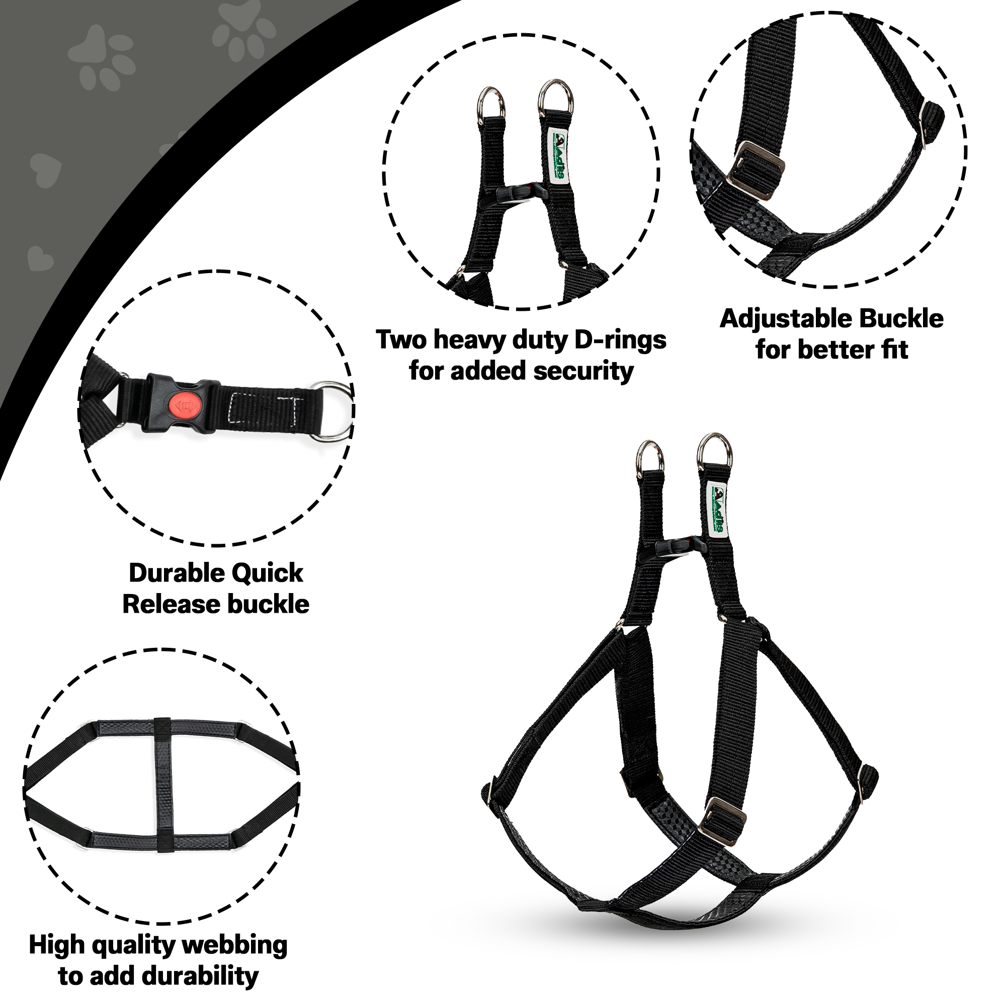 Adils H-shape harness for Walking Training Hiking & Outdoor Activities