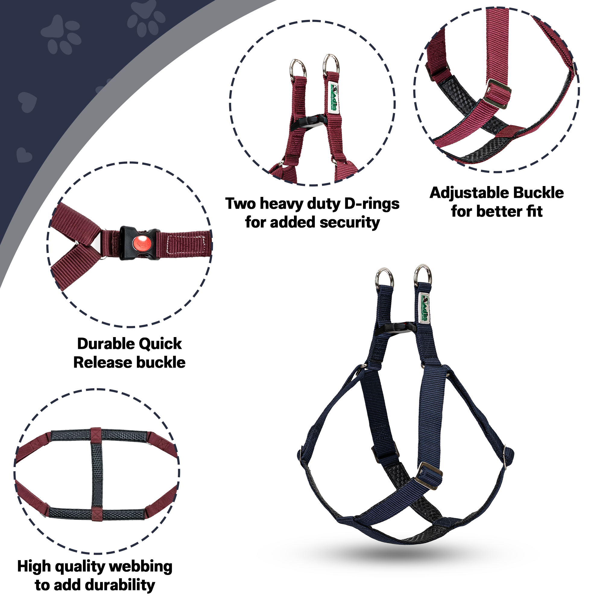 Adils H-shape harness for Walking Training Hiking & Outdoor Activities