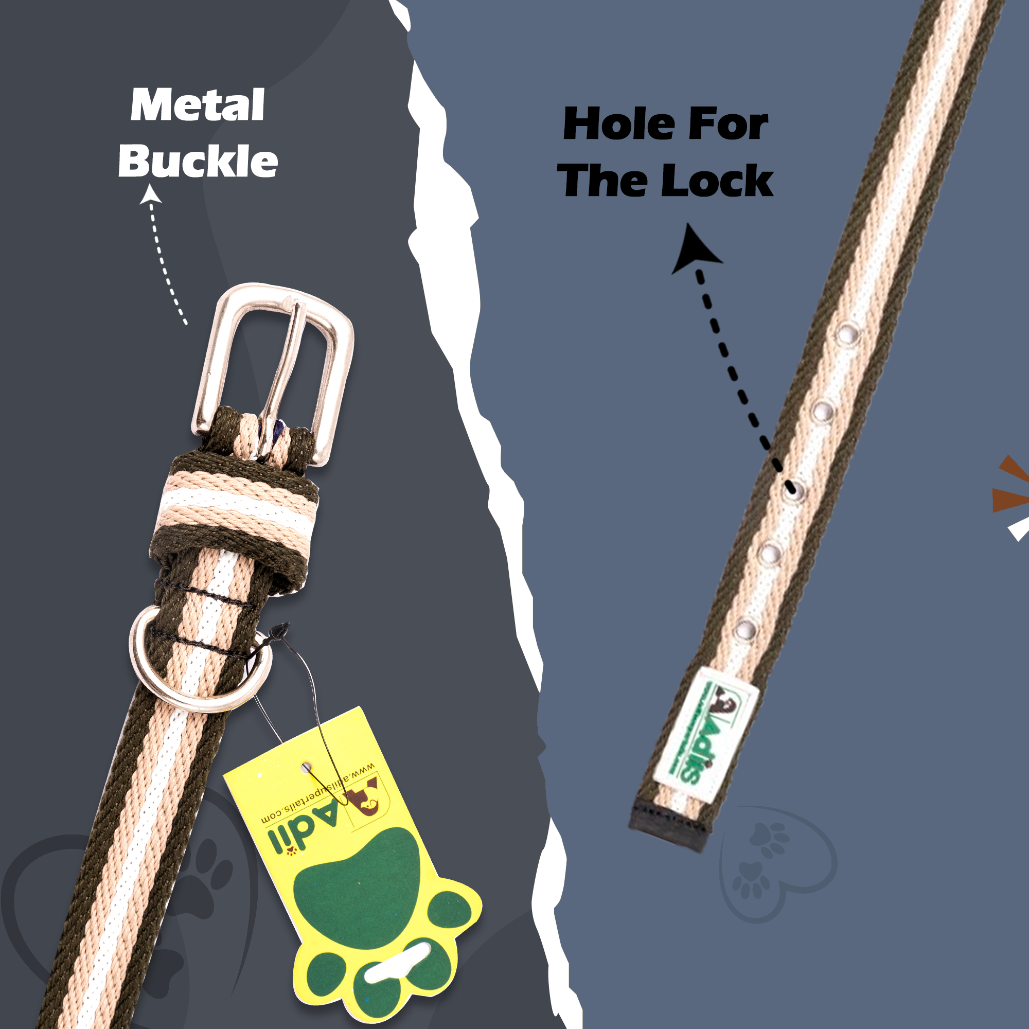 Adil's Multi-Color Cotton Dog Collars – Adjustable Collar with Metal Buckle & D-Ring (1 Inch Wide)