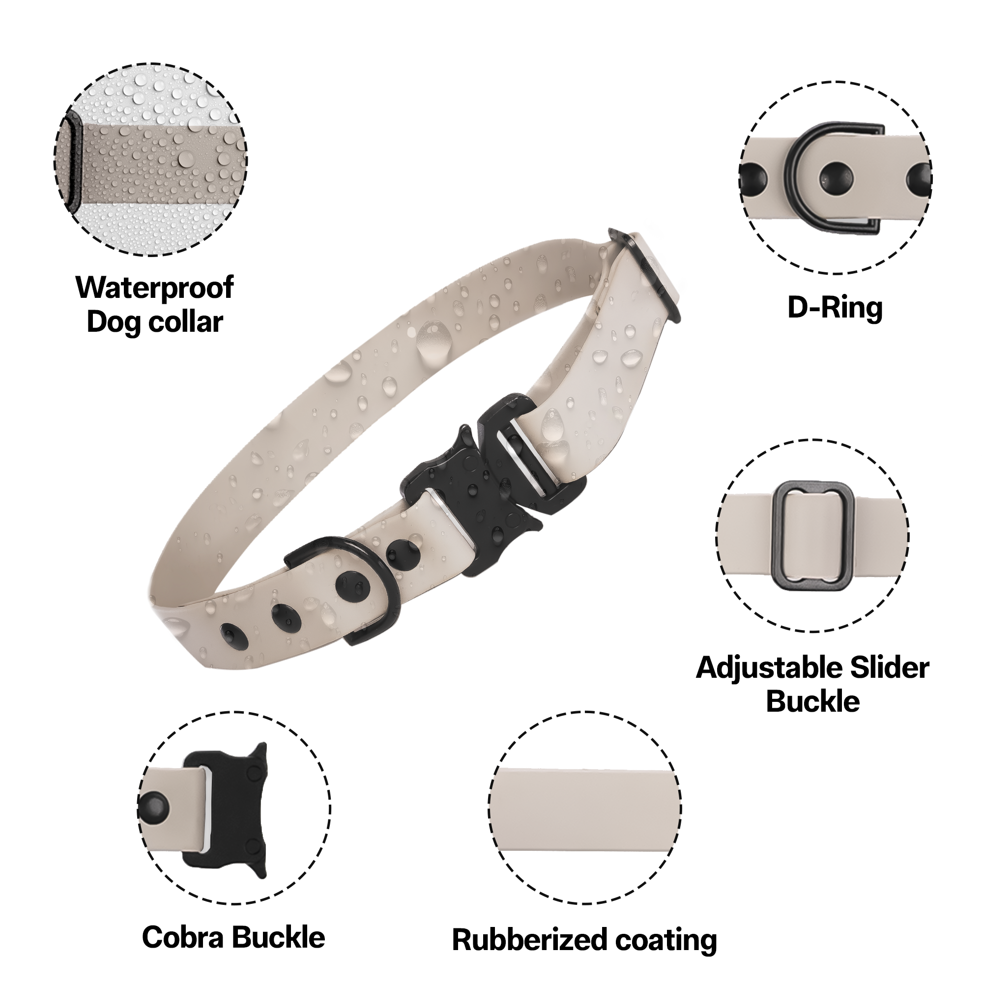 Adil’S Biothane Dog Collar - Waterproof Heavy Duty Dog Collars with Quick Release Buckle & D-Ring