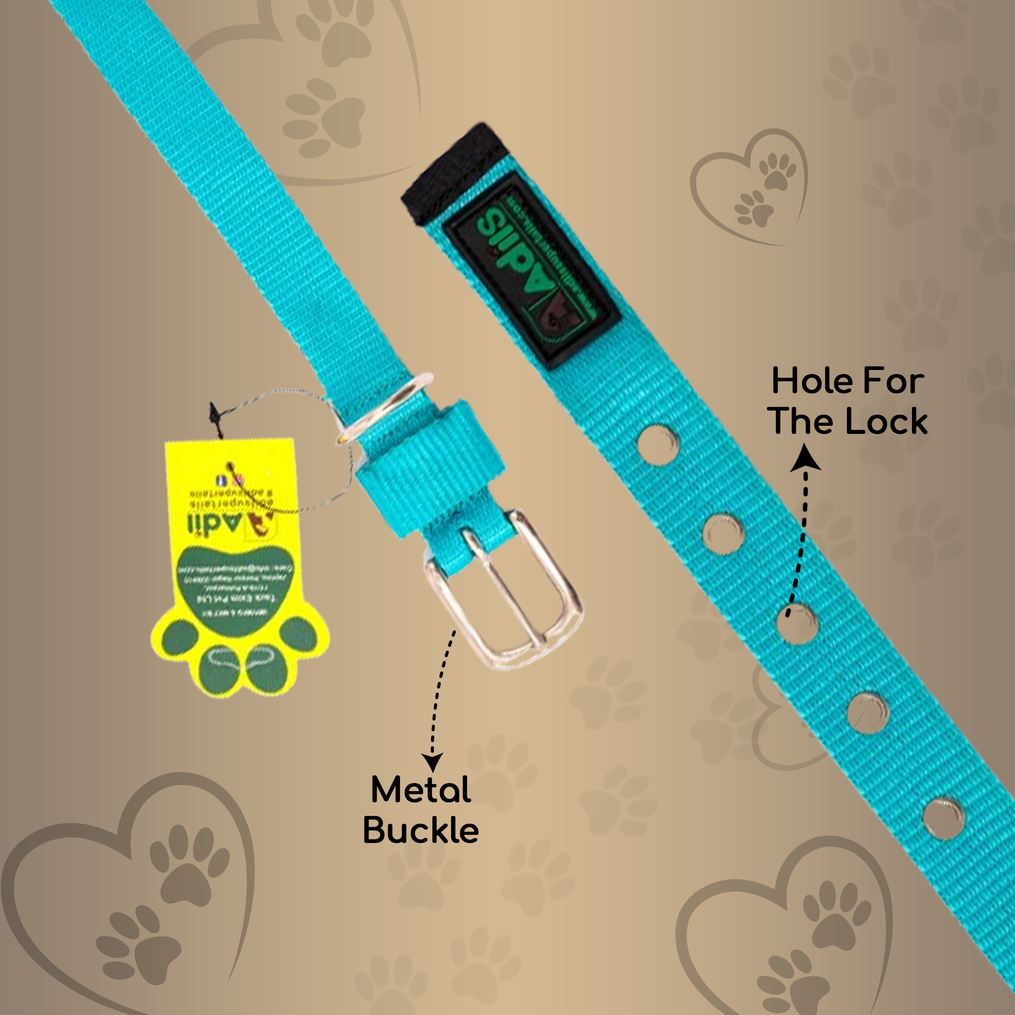Adil's Nylon Dog Collar with Adjustable Metal Buckle – 1 Inch Wide
