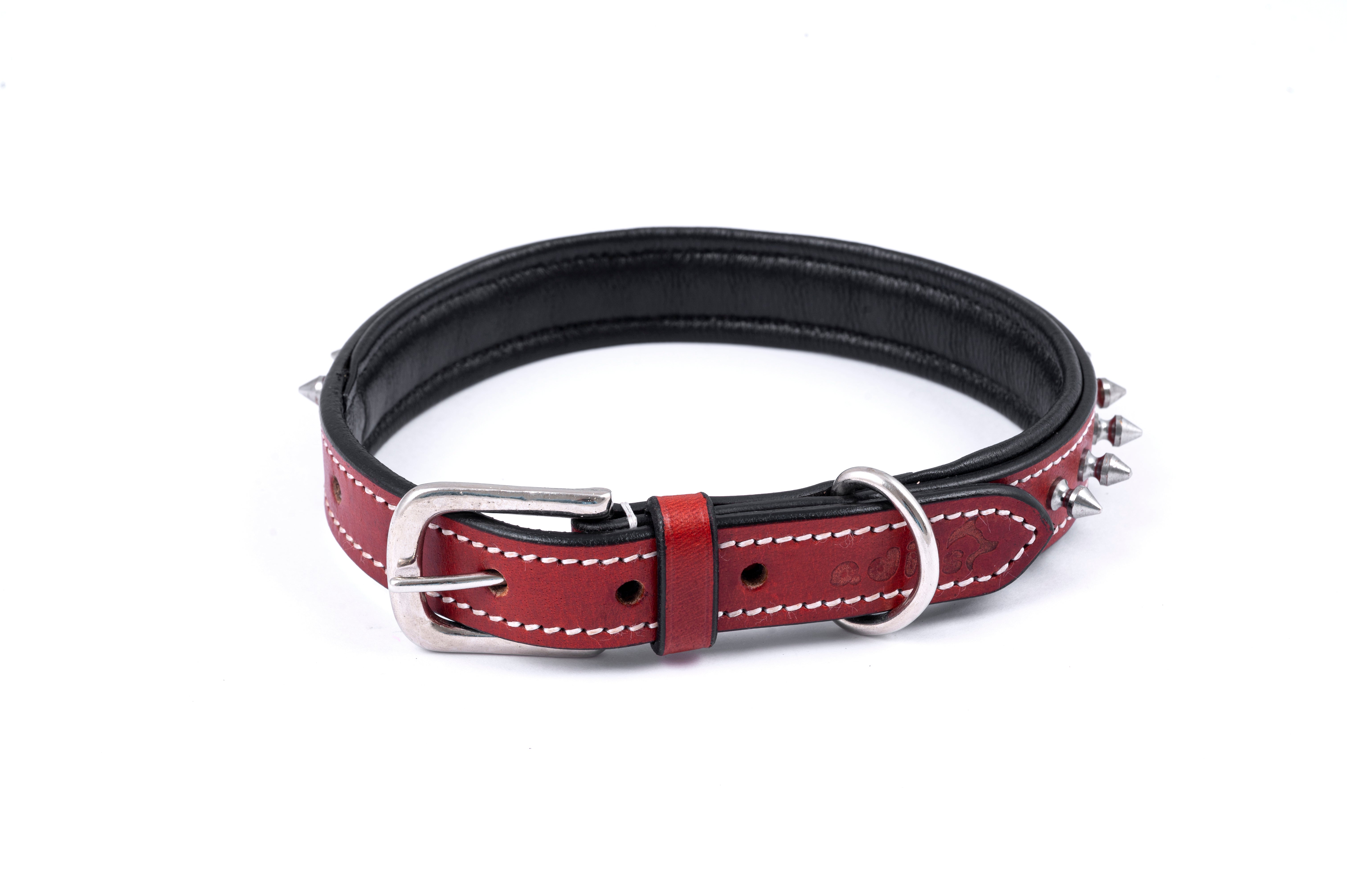 Adil’S Leather Spike Dog Collar for Small, Medium & Large Dogs with Strong Metal D-Ring, Adjustable Collar fits All Neck Size, 1” Width