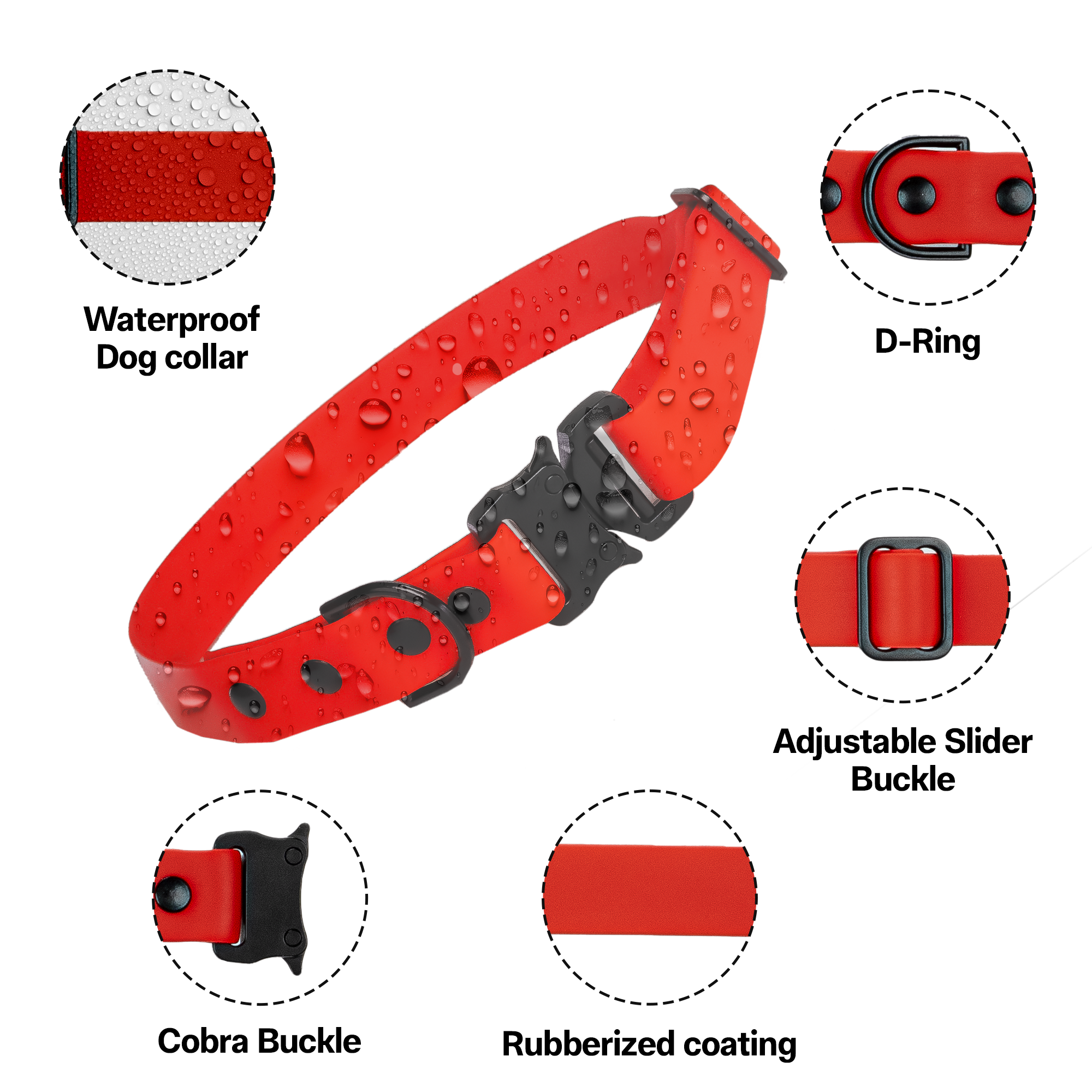 Adil’S Biothane Dog Collar - Waterproof Heavy Duty Dog Collars with Quick Release Buckle & D-Ring