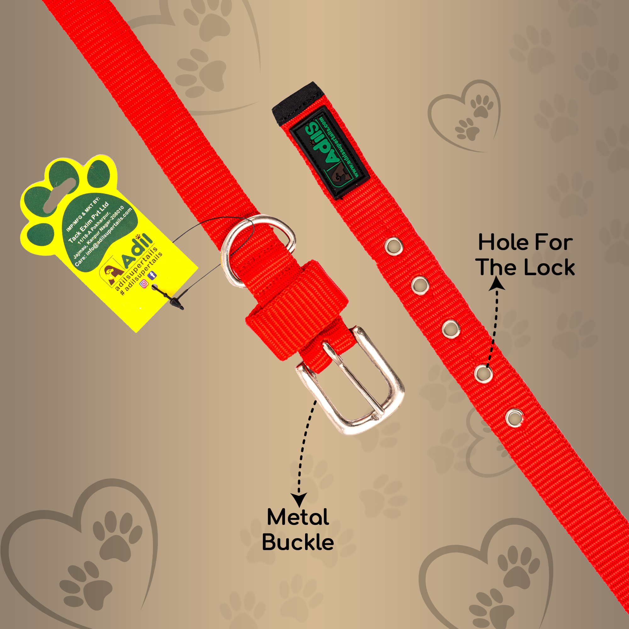 Adil's Nylon Dog Collar with Adjustable Metal Buckle – 1 Inch Wide