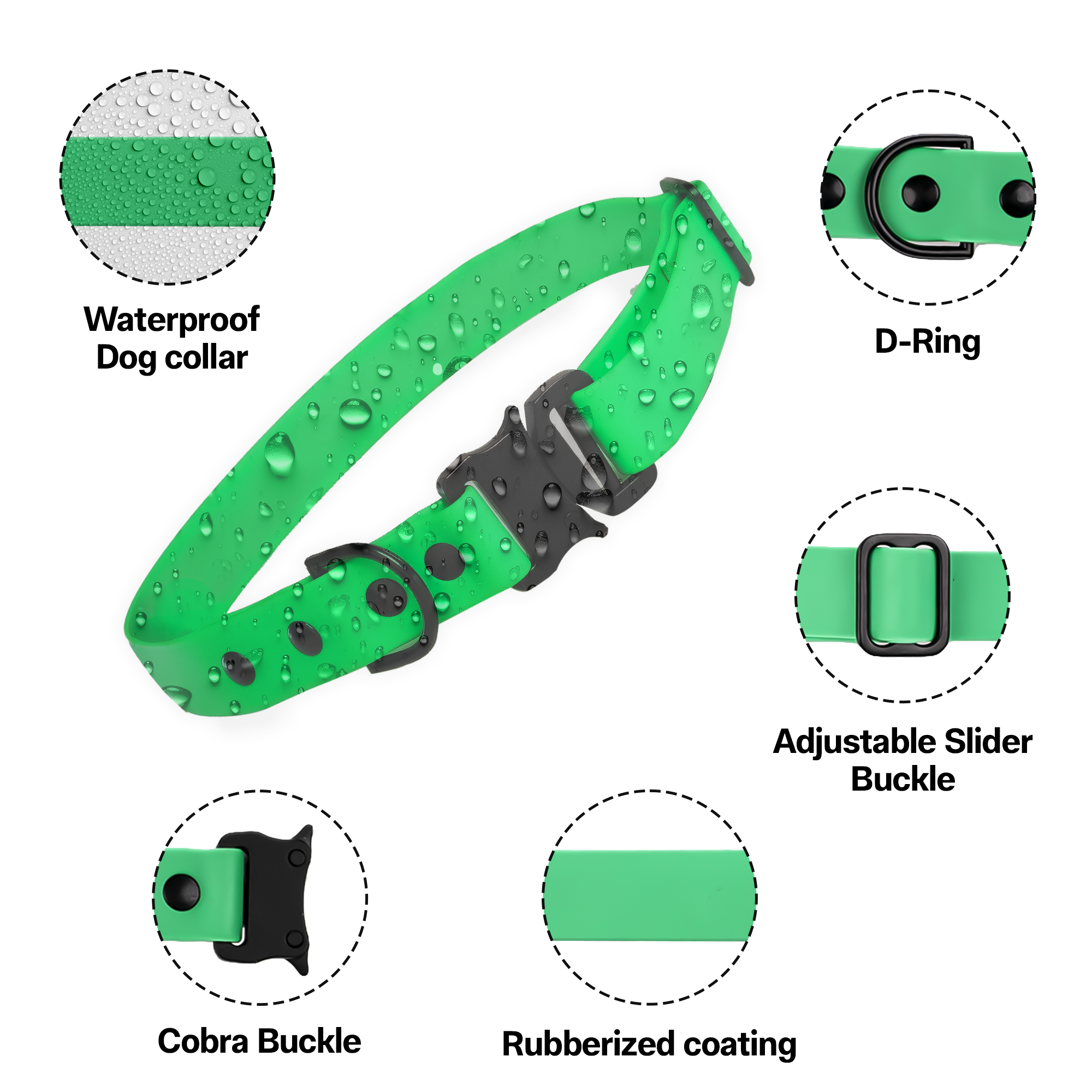 Adil’S Biothane Dog Collar - Waterproof Heavy Duty Dog Collars with Quick Release Buckle & D-Ring
