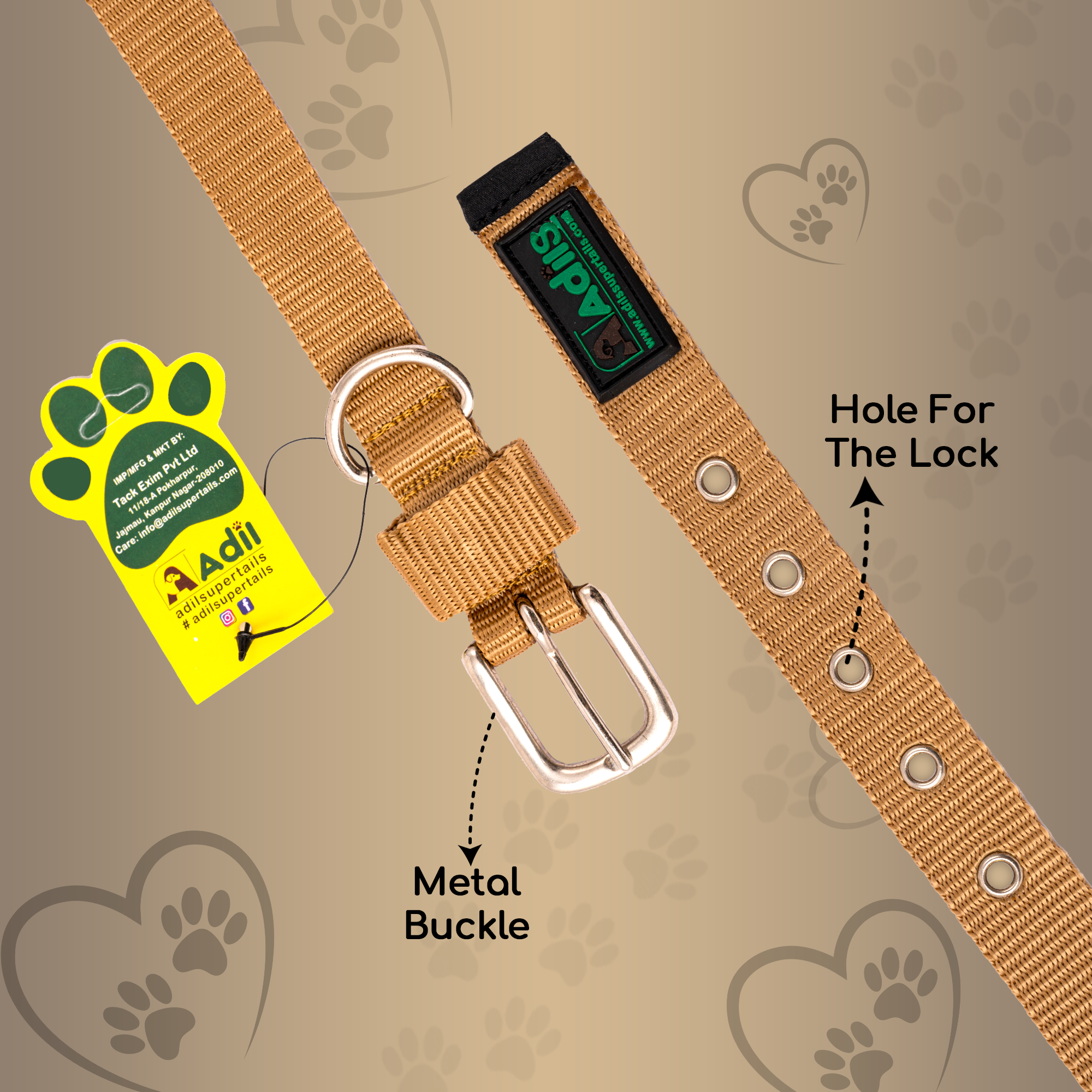 Adil's Nylon Dog Collar with Adjustable Metal Buckle – 1 Inch Wide