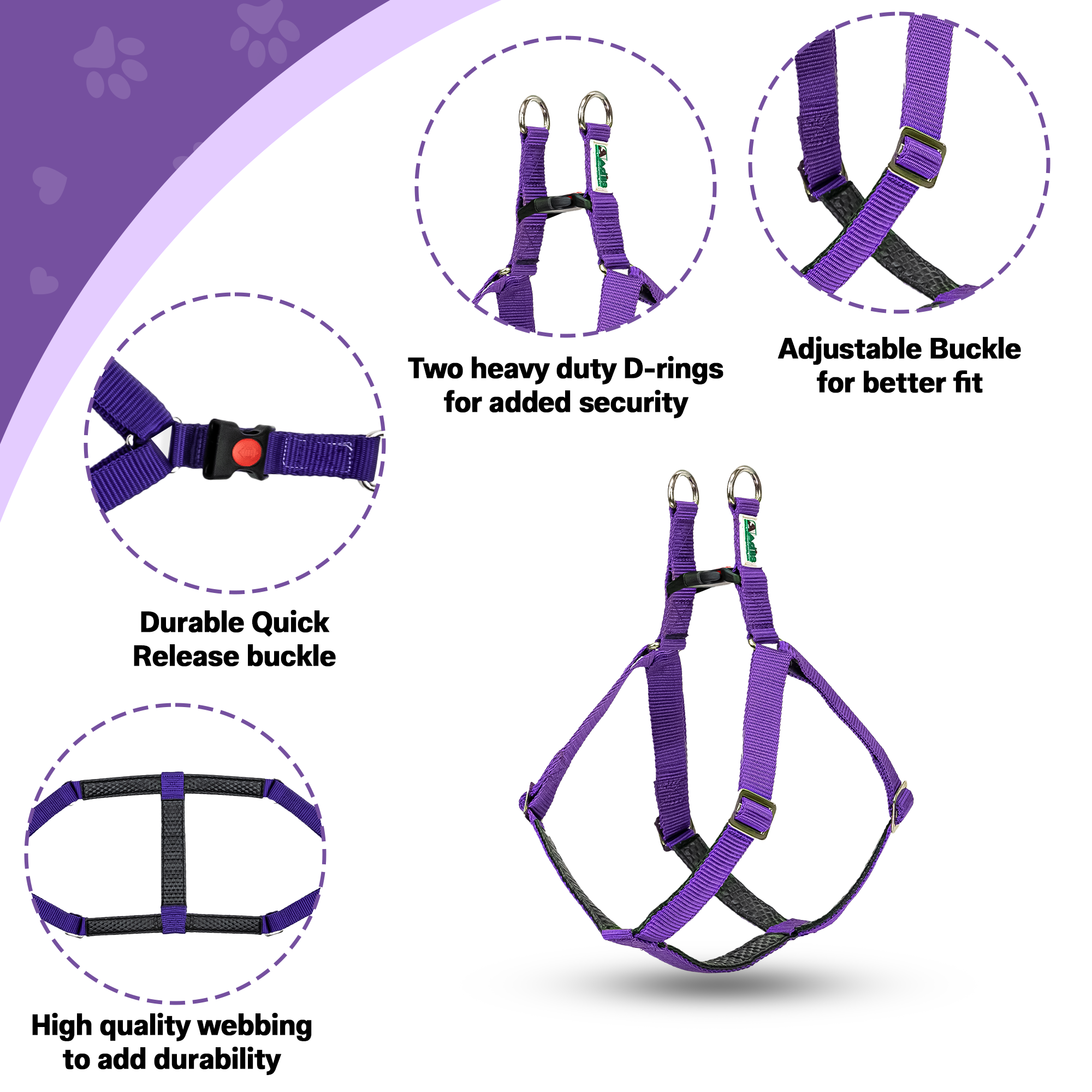 Adils H-shape harness for Walking Training Hiking & Outdoor Activities