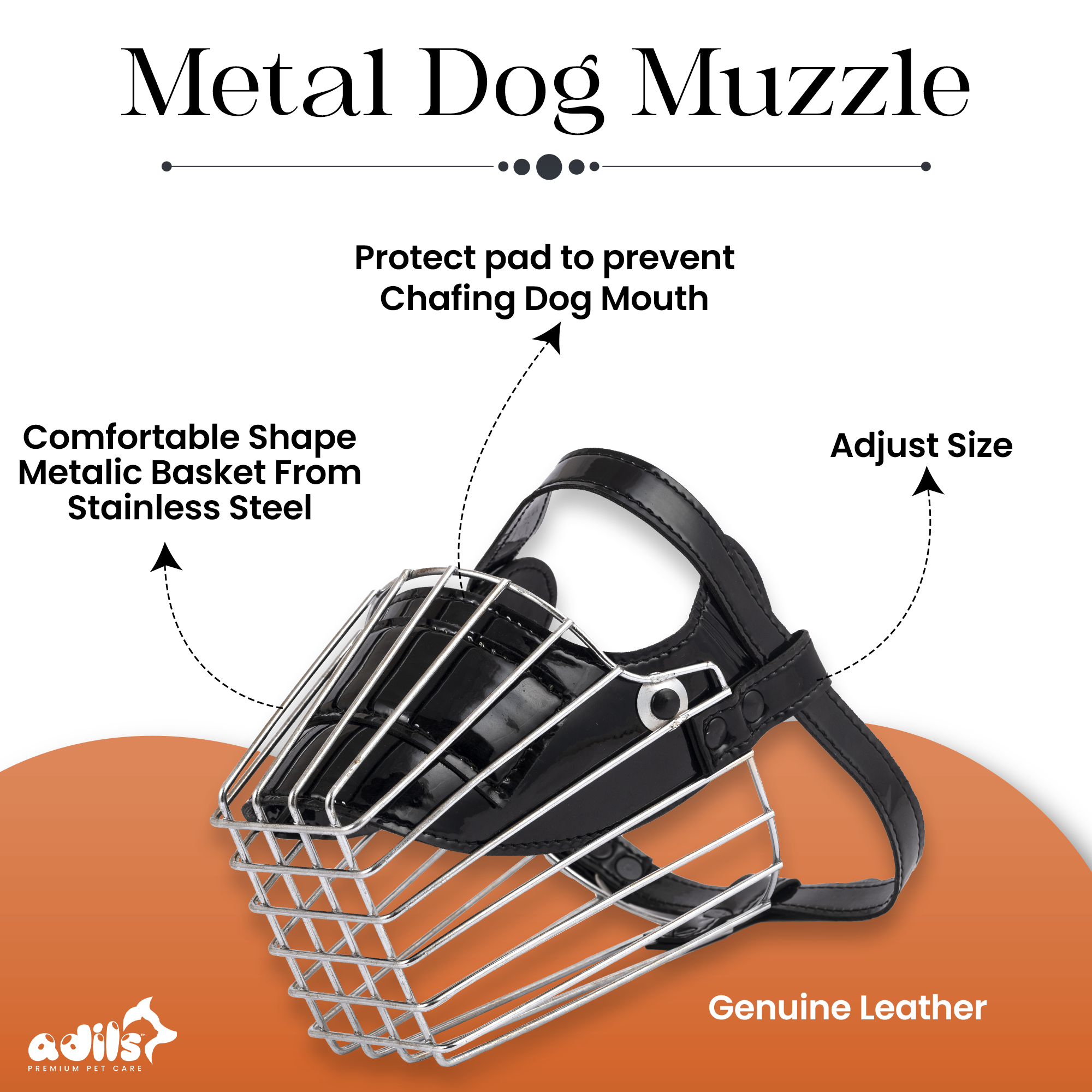 Adil's Soft Padded Steel Dog Muzzle – Comfortable & Durable Safety Solution