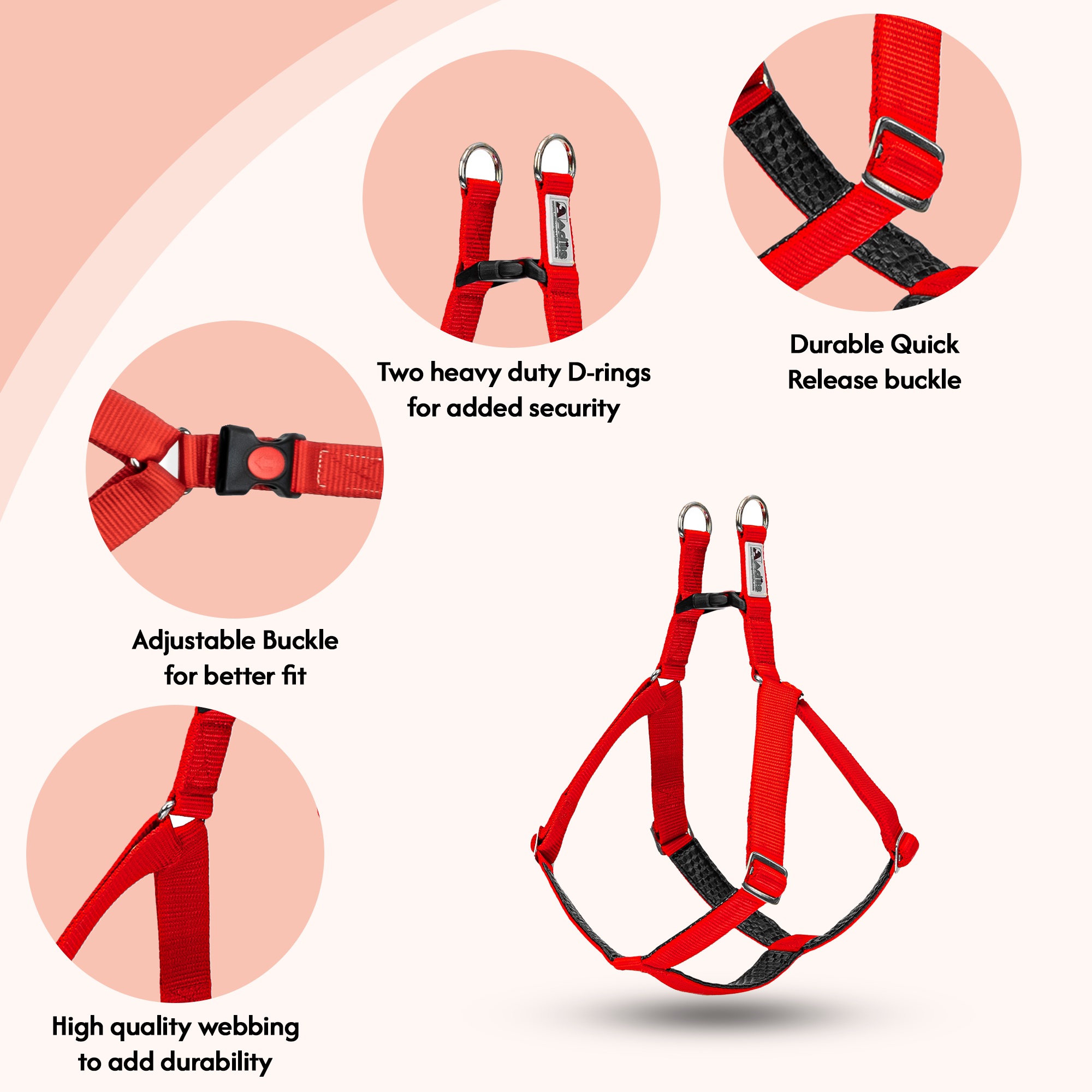 Adils H-shape harness for Walking Training Hiking & Outdoor Activities