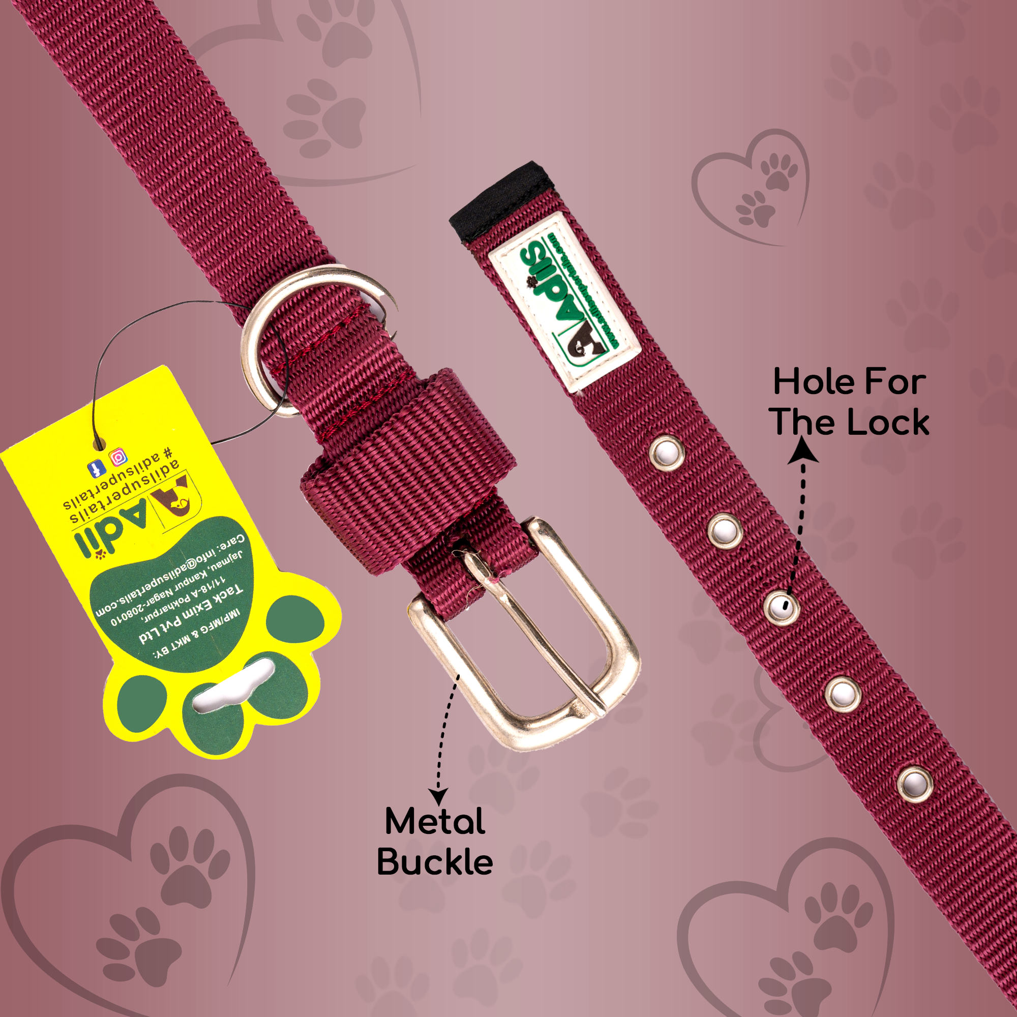 Adil's Nylon Dog Collar with Adjustable Metal Buckle – 1 Inch Wide