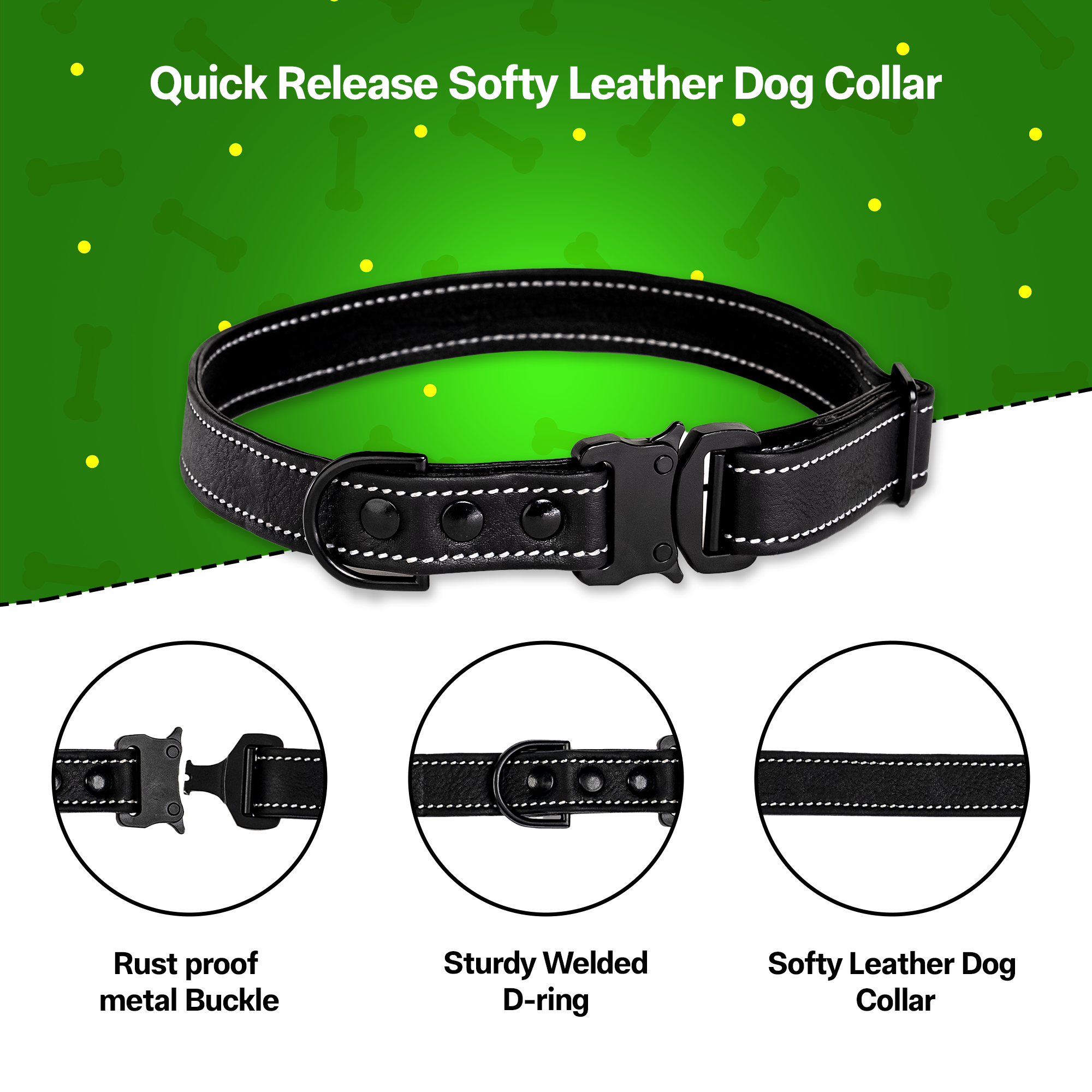 Adil's Softy Leather Dog Collar & Leash Set